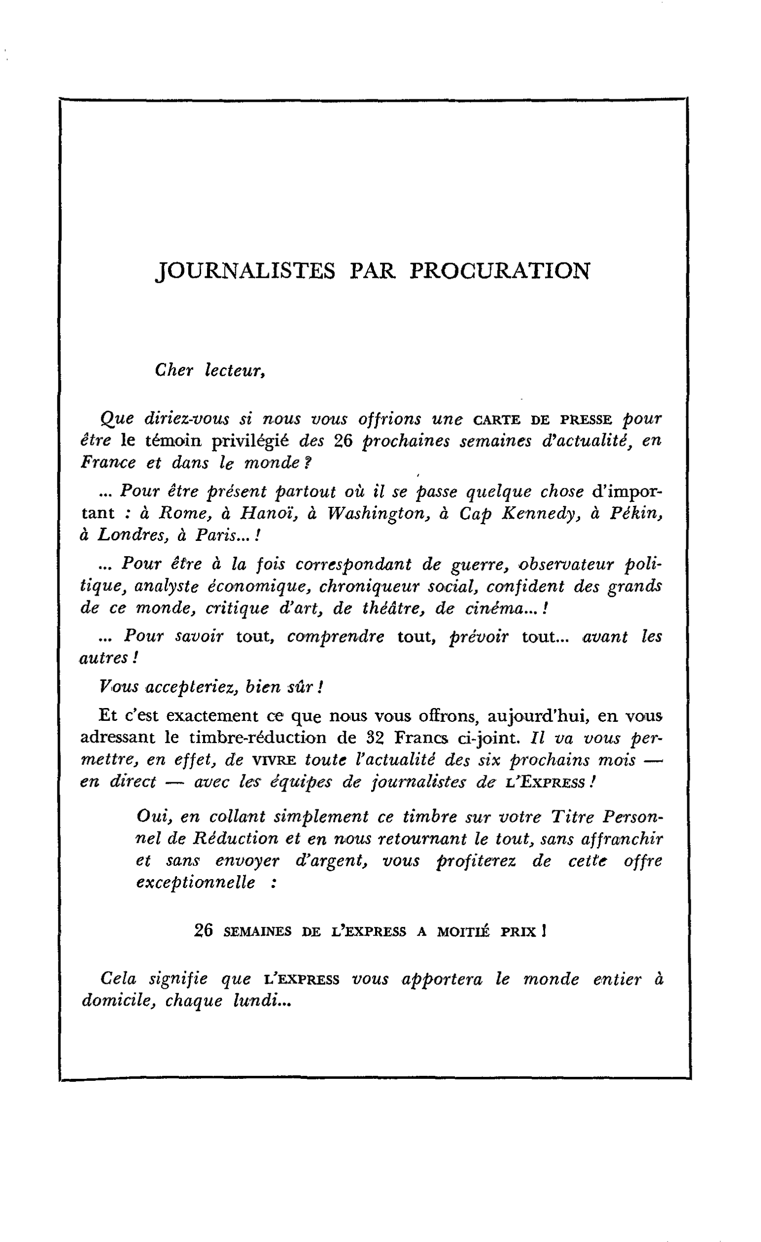 JOURNALISTES PAR PROCURATION