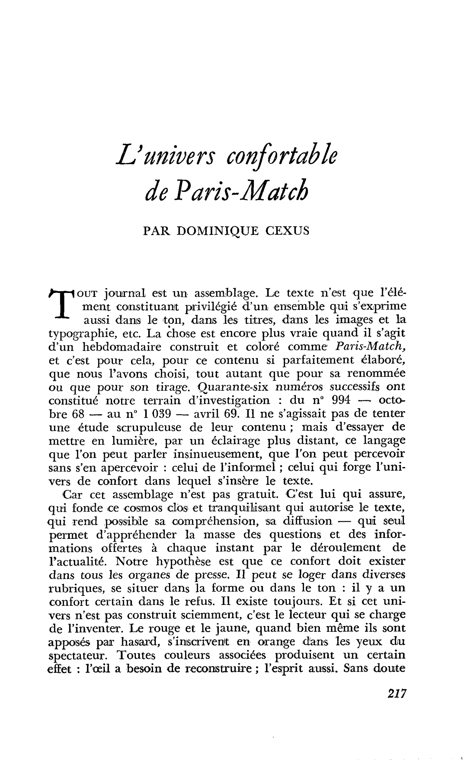L’univers confortable de Paris-Match