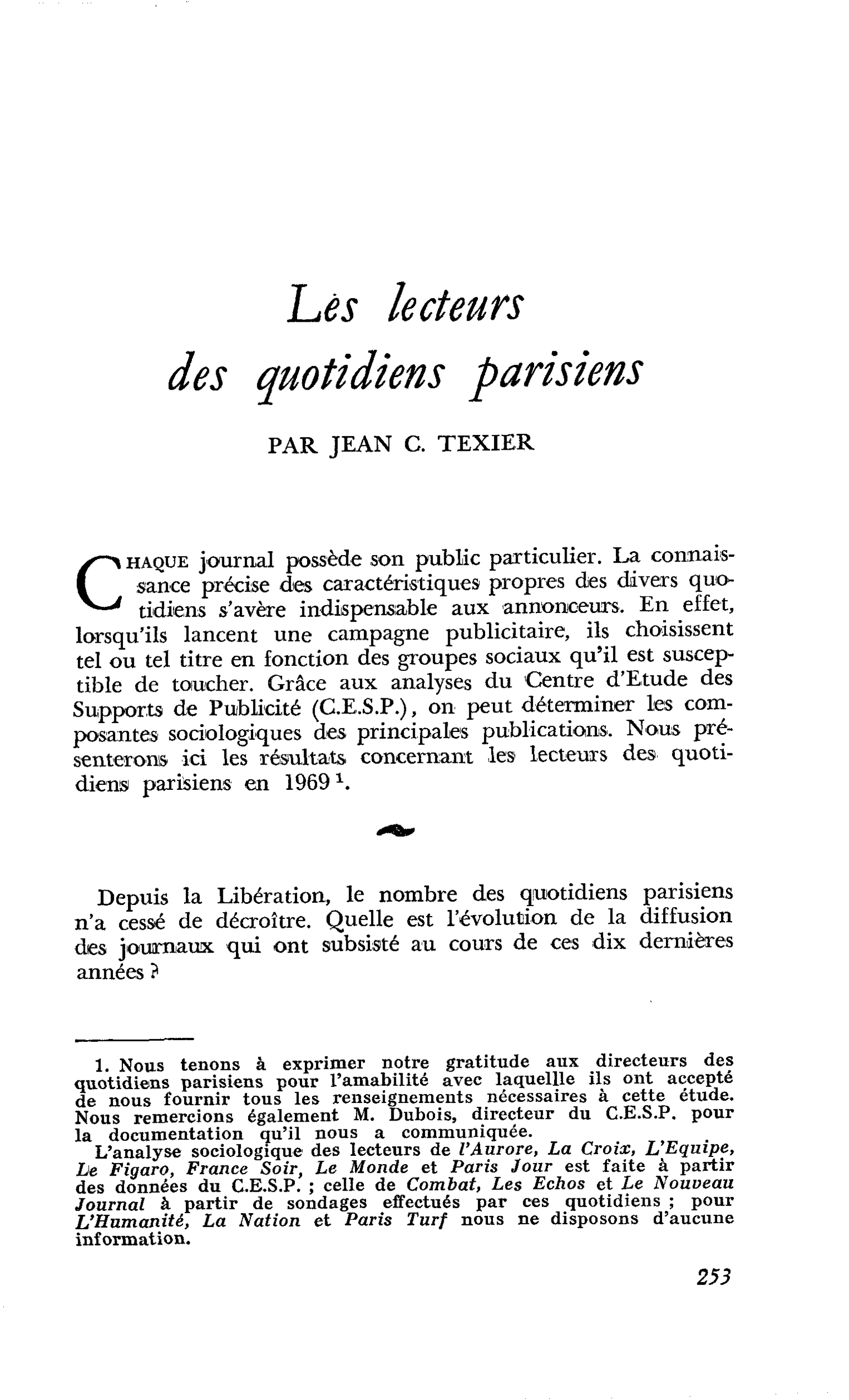 Lès lecteurs des quotidiens parisiens