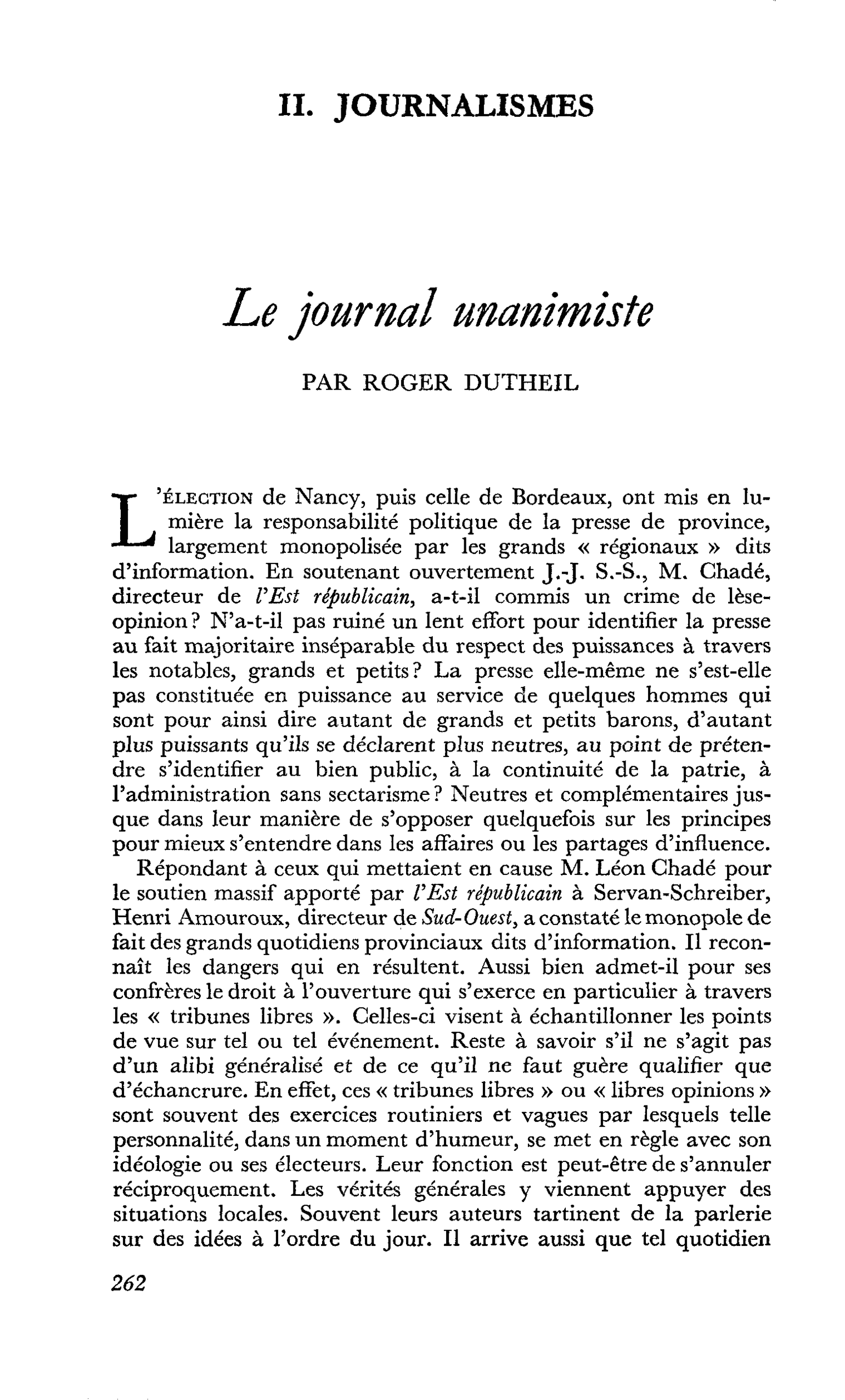 Le journal unanimiste