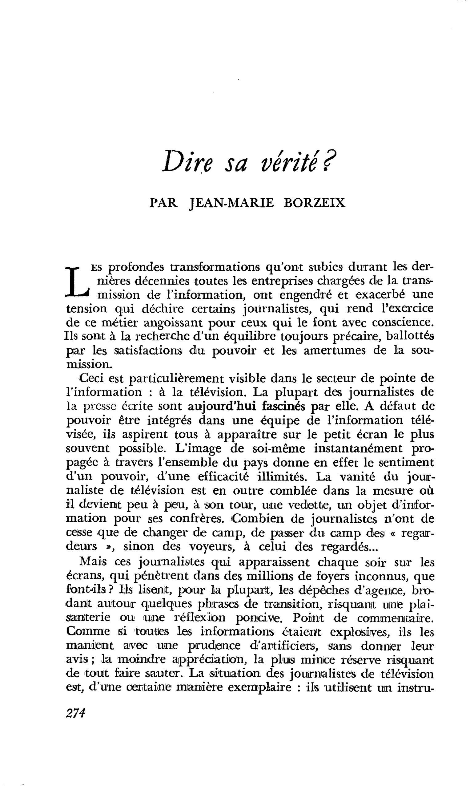 Dire sa vérité ?