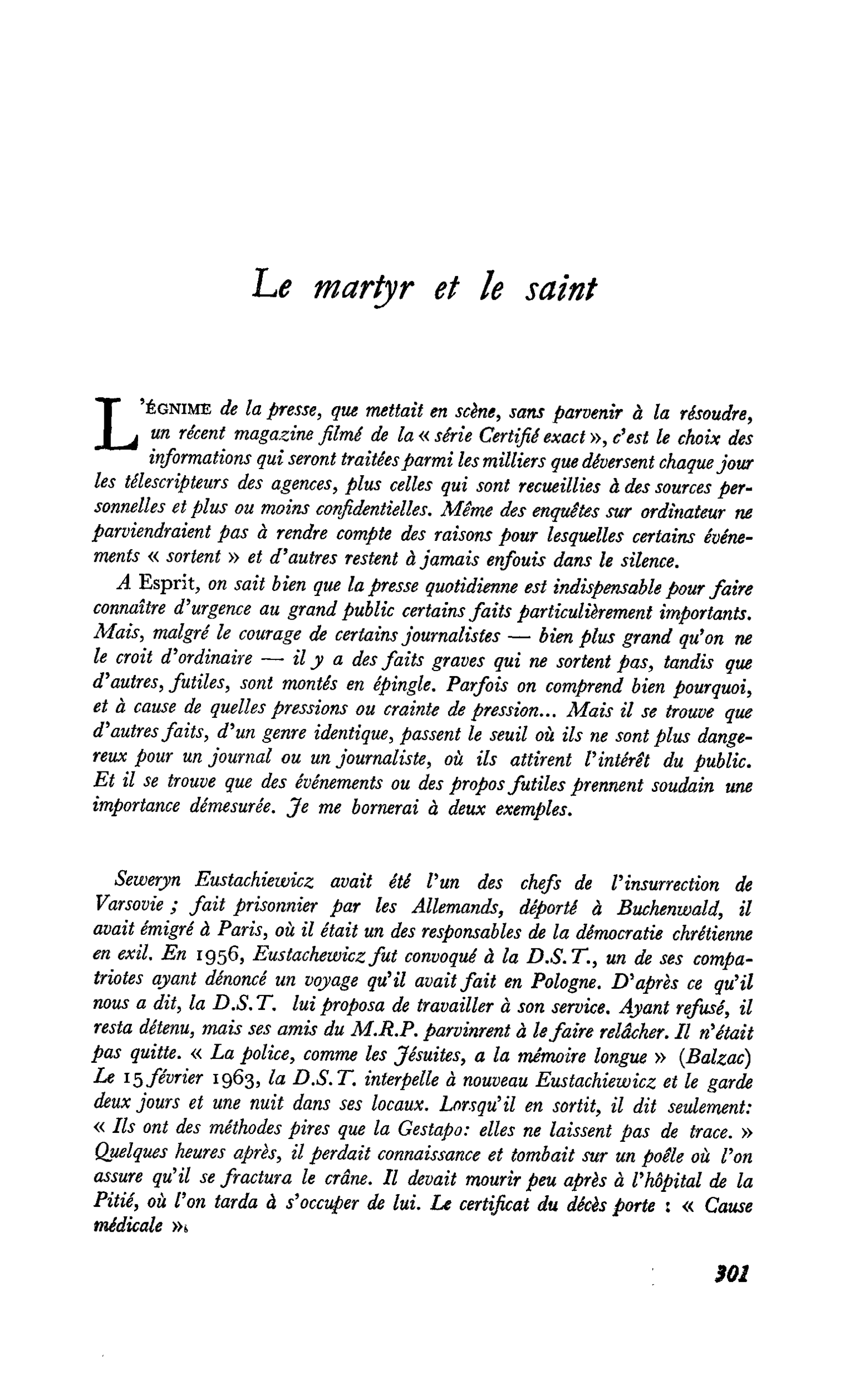 Le martyr et le saint