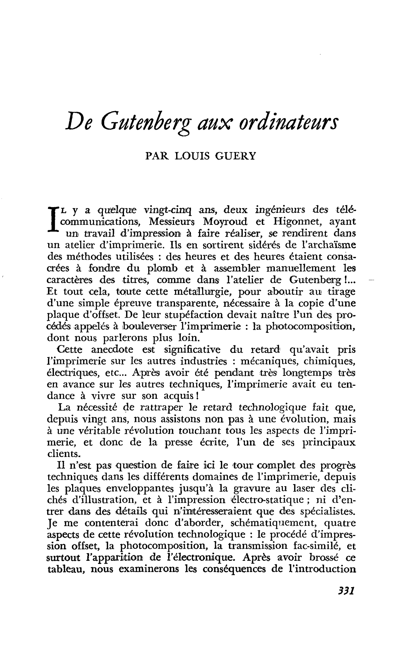 De Gutenberg aux ordinateurs
