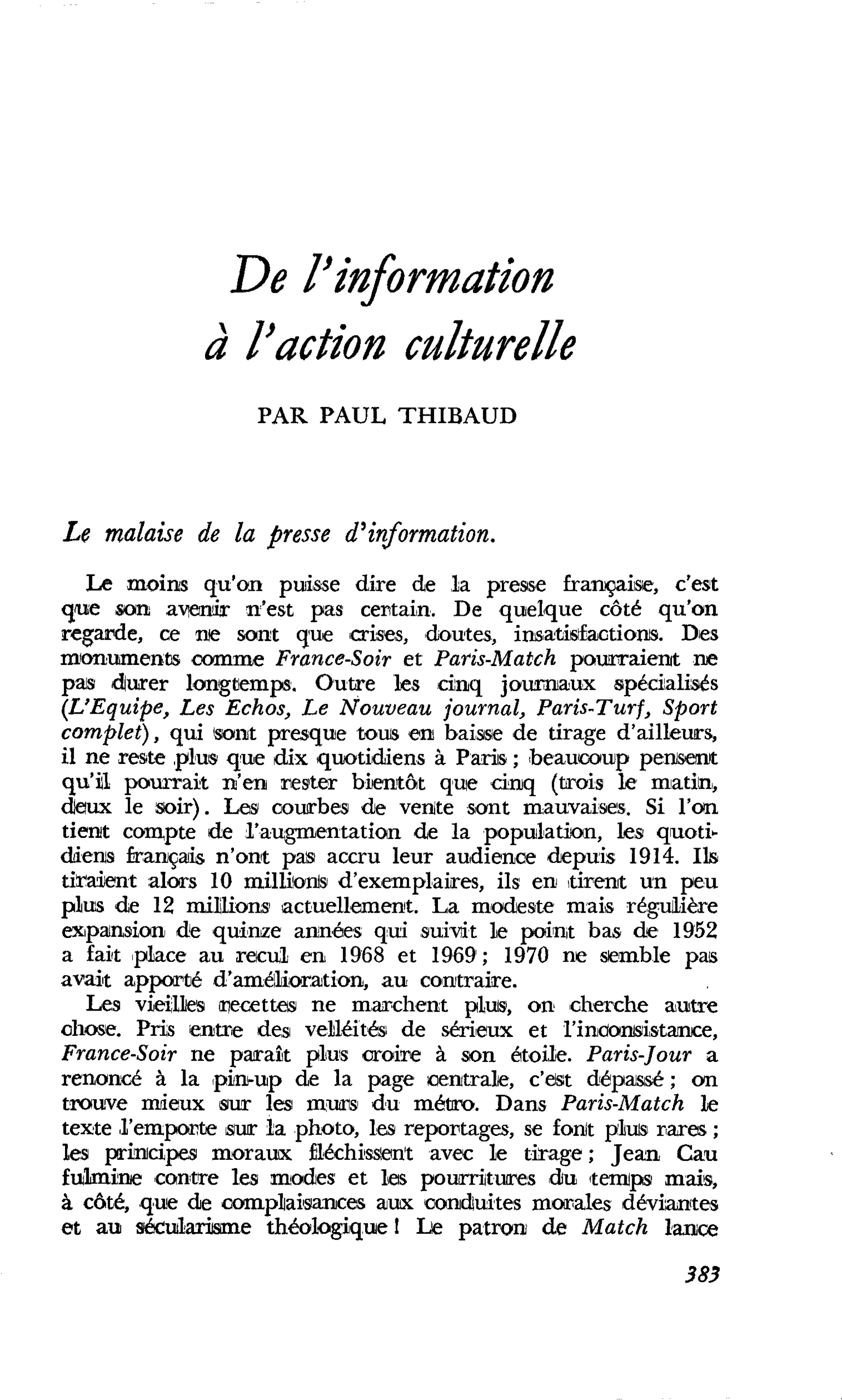 De l’information à l’action culturelle