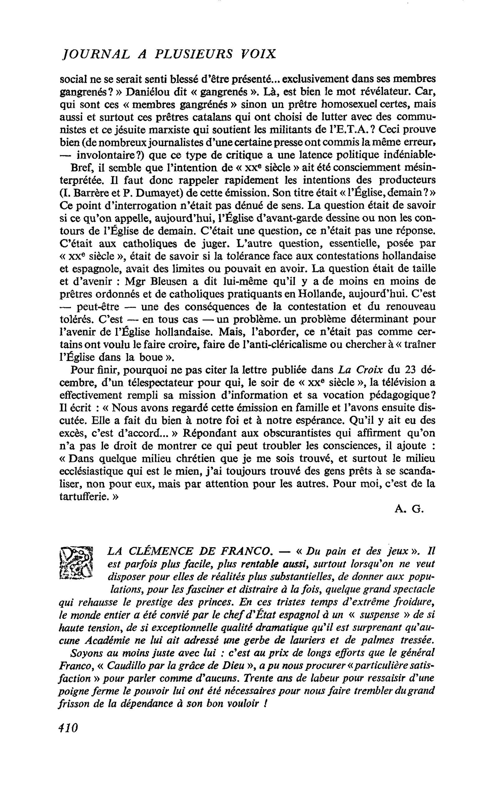 LA CLÉMENCE DE FRANCO