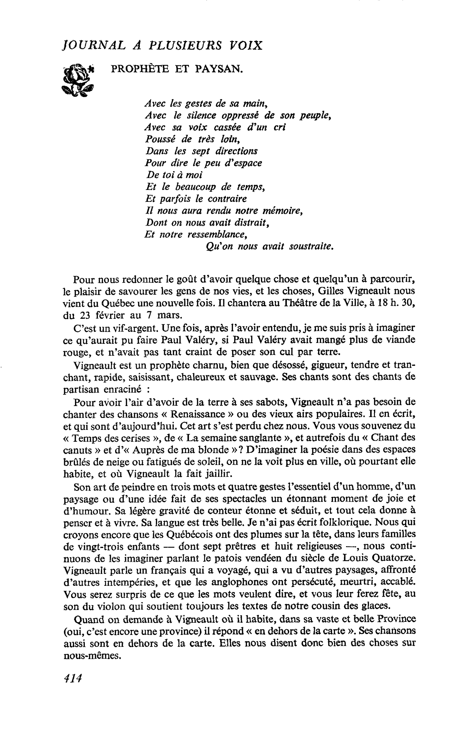 PROPHÈTE ET PAYSAN