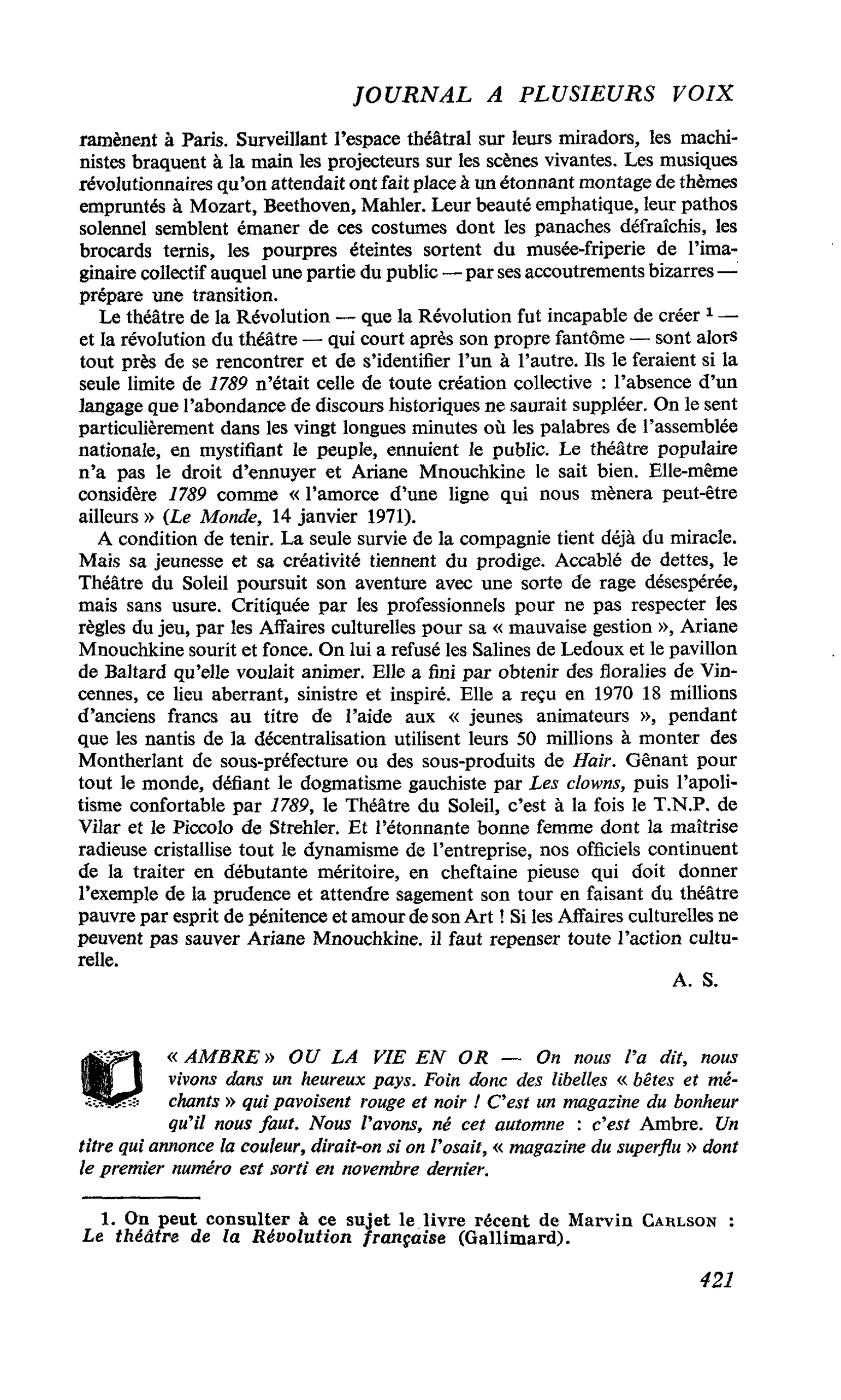 « AMBRE » OU LA VIE EN OR