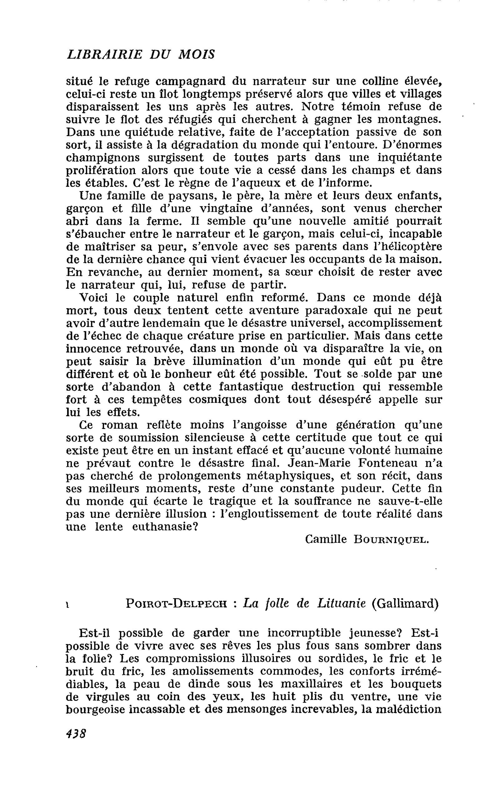 Poirot-Delpech : La folle de Lituanie