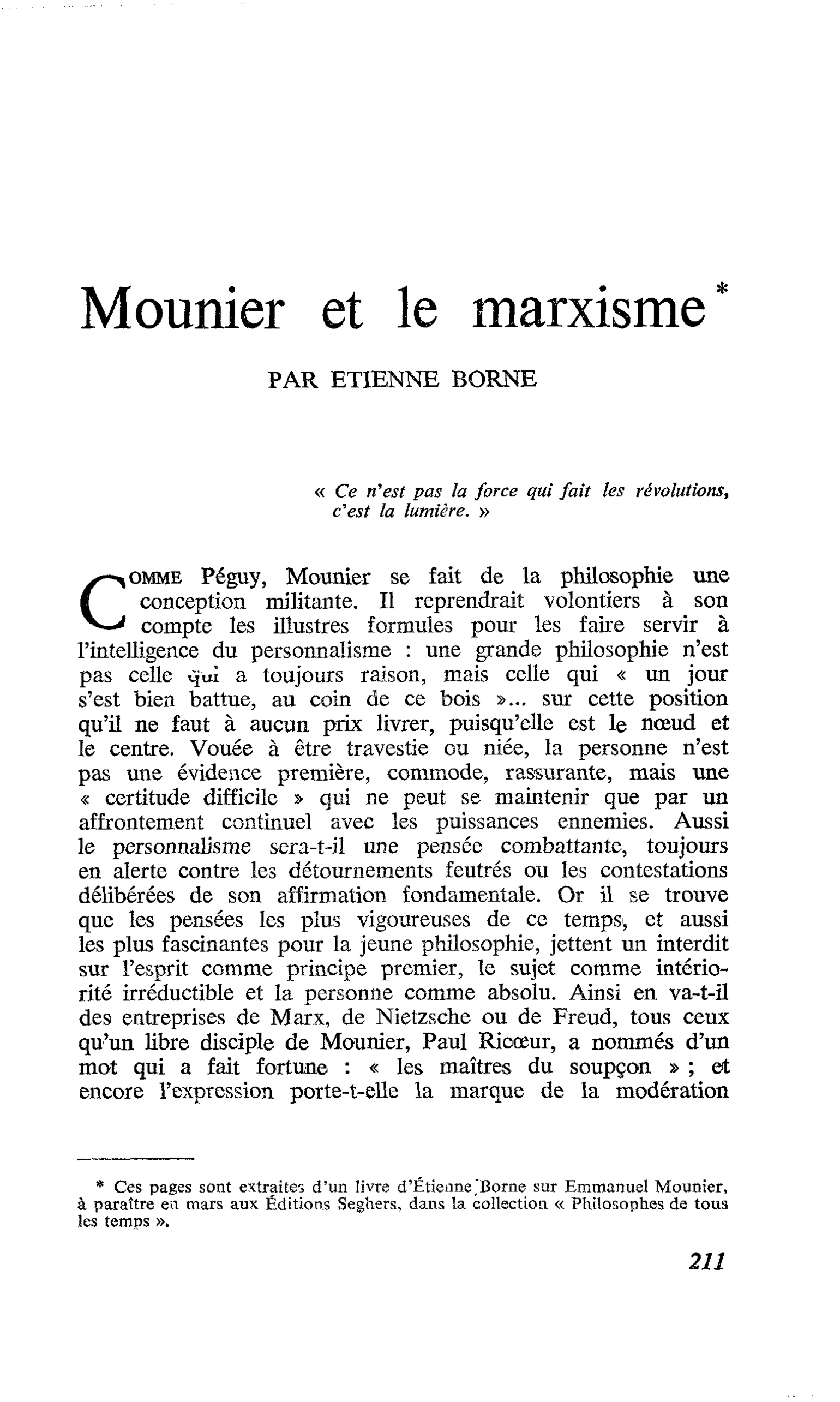 Mounier et le marxisme