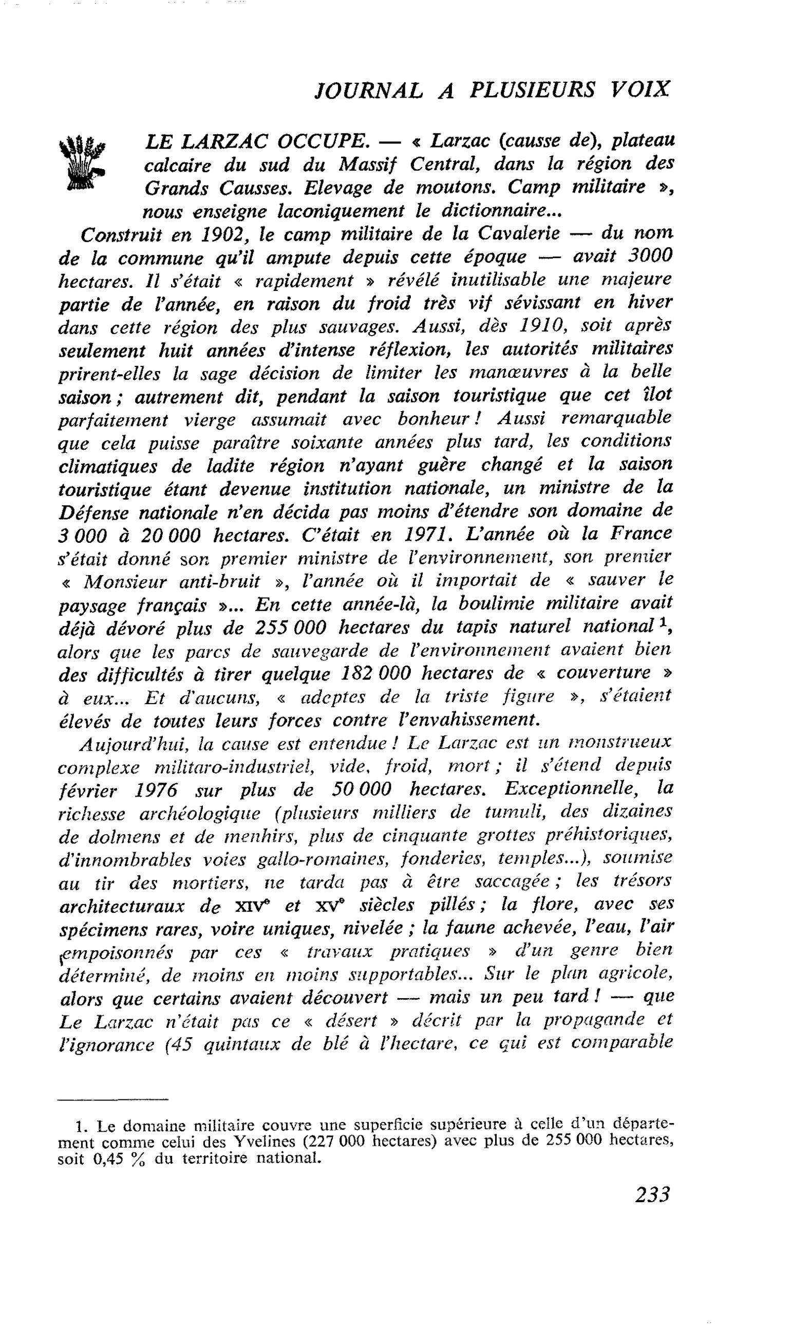 LE LARZAC OCCUPE