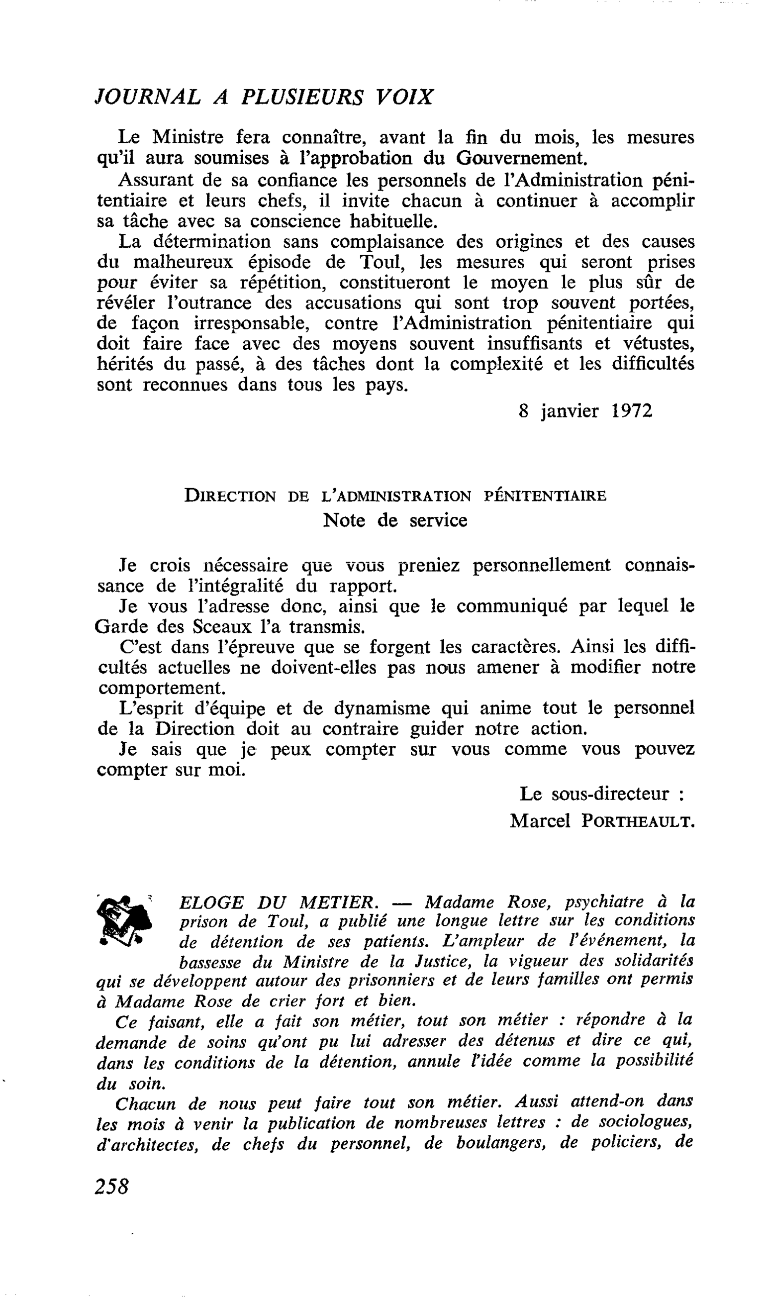 ELOGE DU METIER