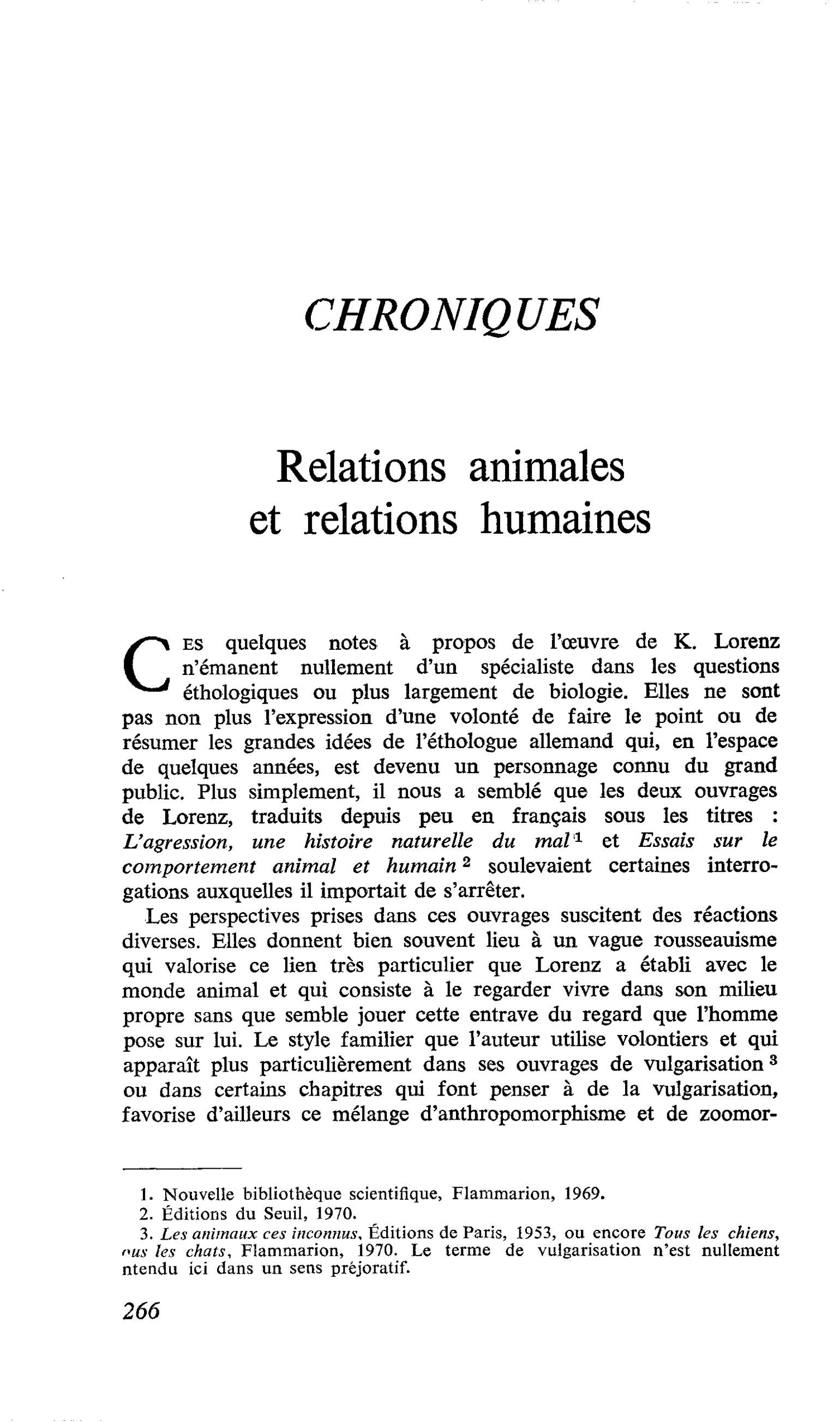 Relations animales et relations humaines
