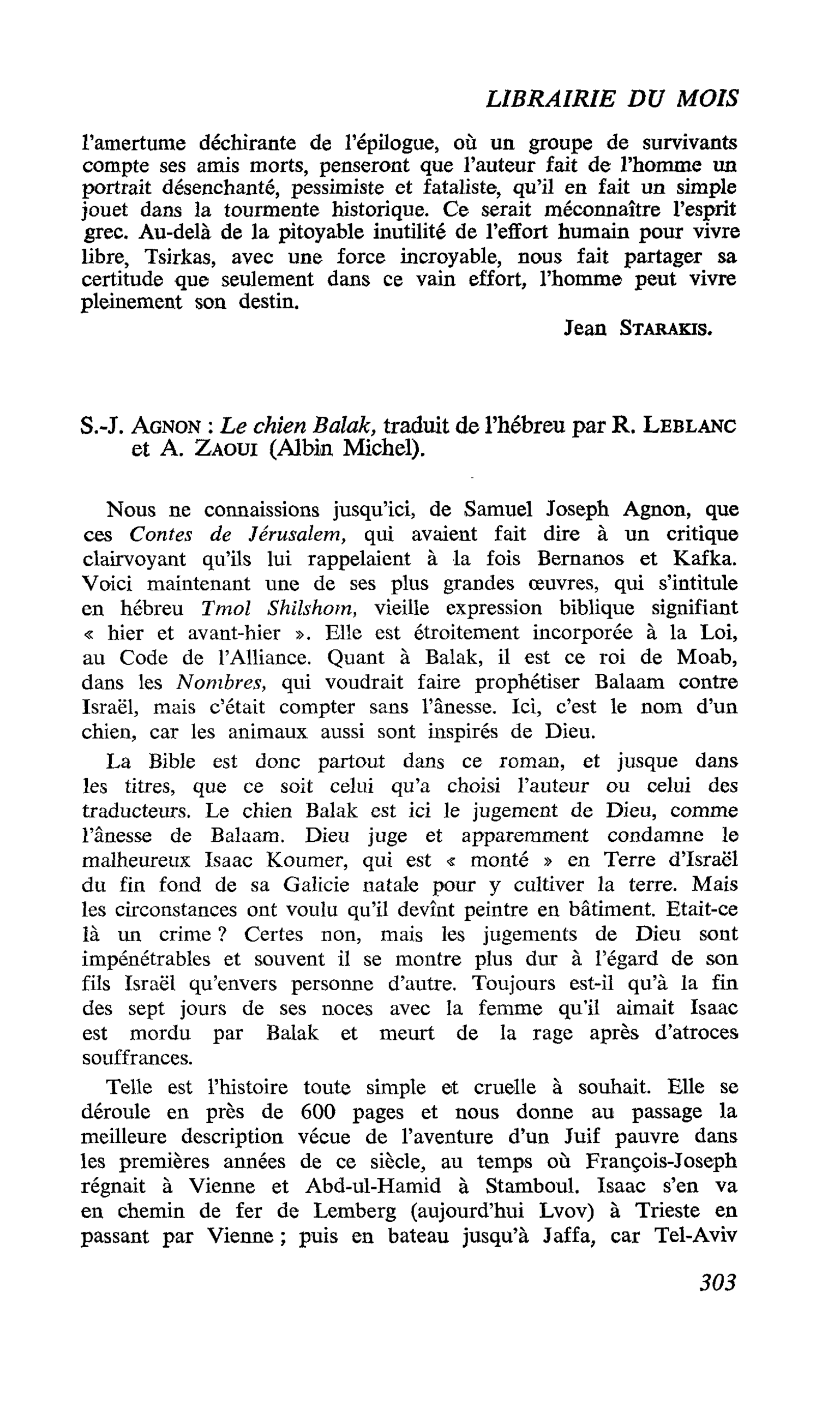 S.-J. Agnon : Le chien Balak
