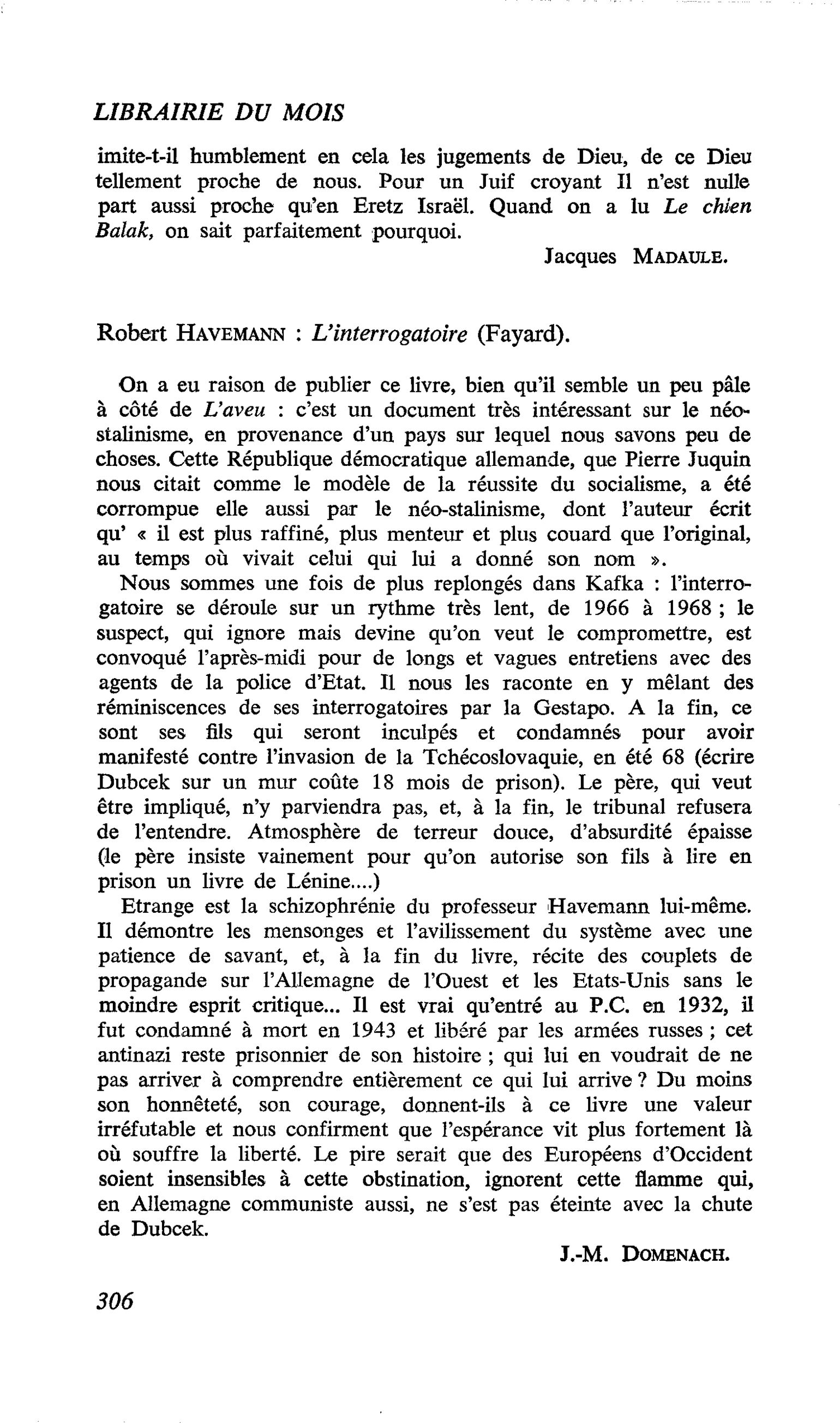 Robert Havemann : L’interrogatoire