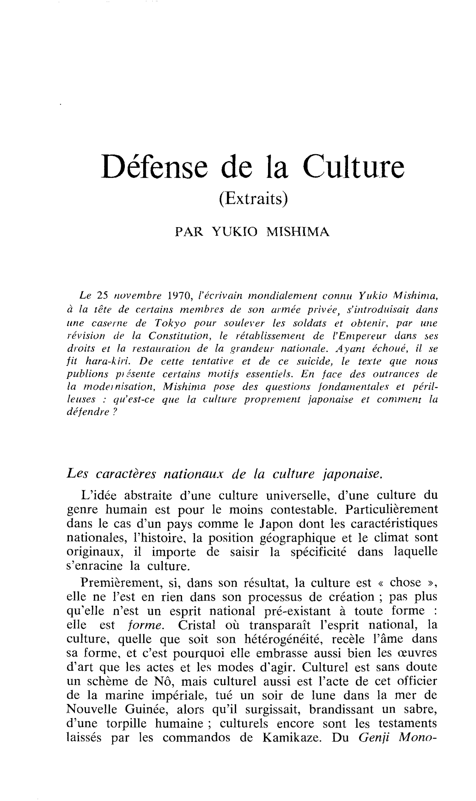 Défense de la Culture (Extraits)