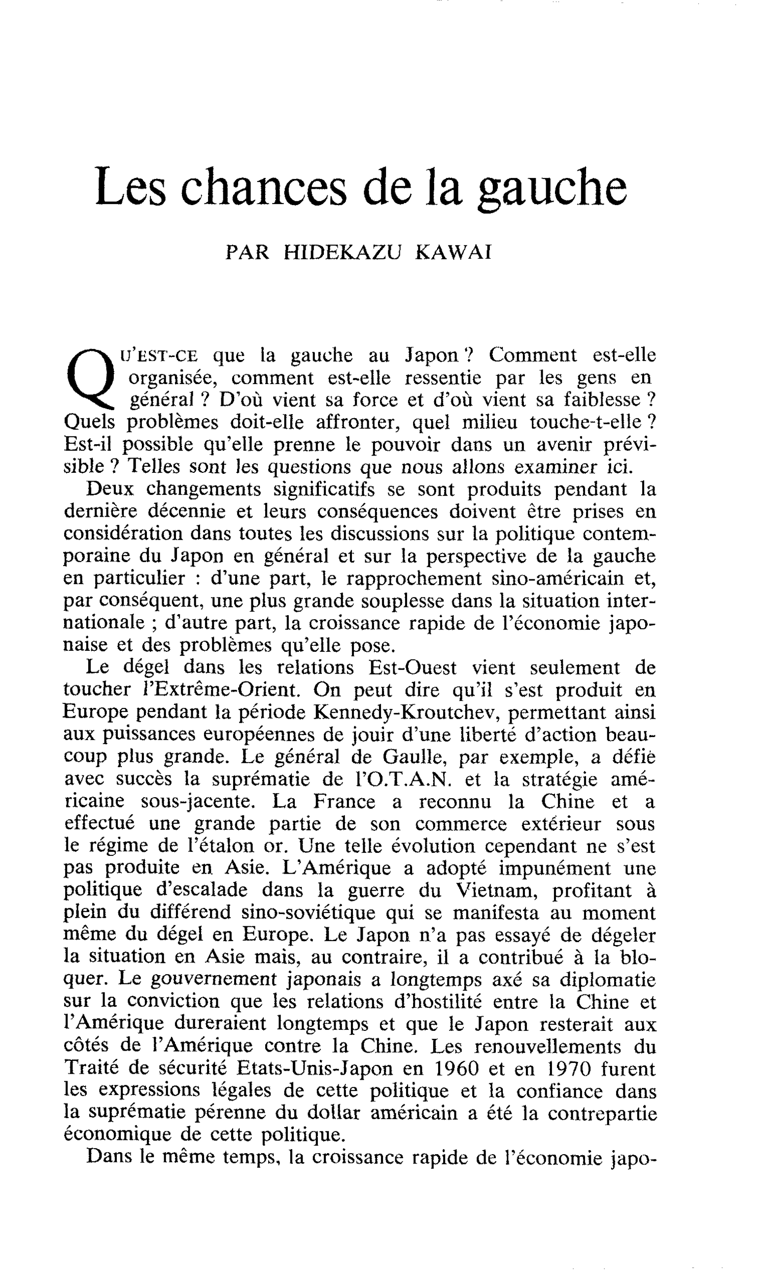 Les chances de la gauche