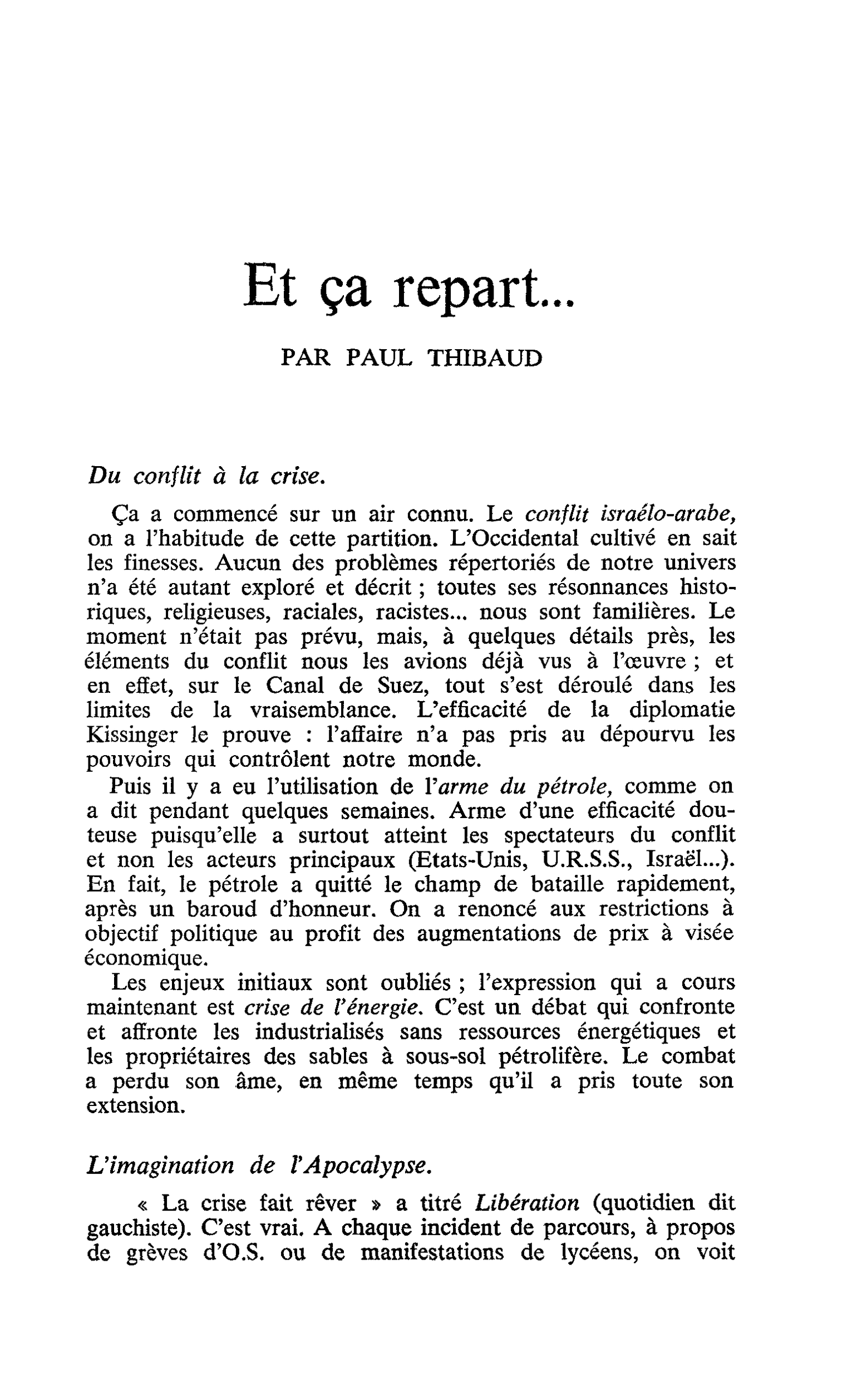 Et ça repart…