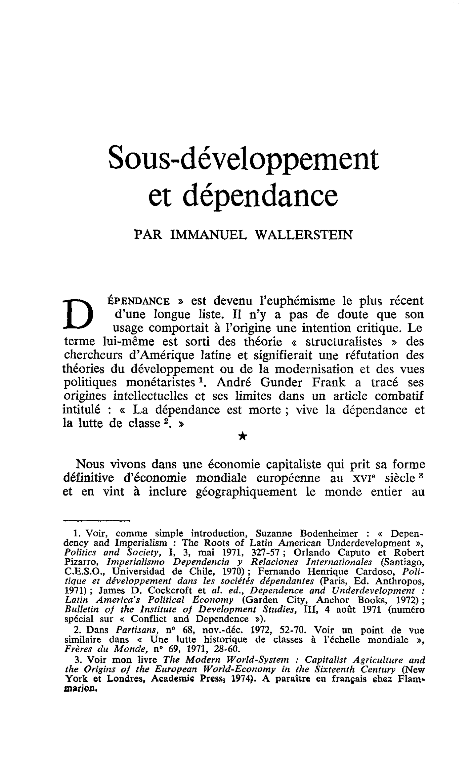 Sous-développement et dépendance