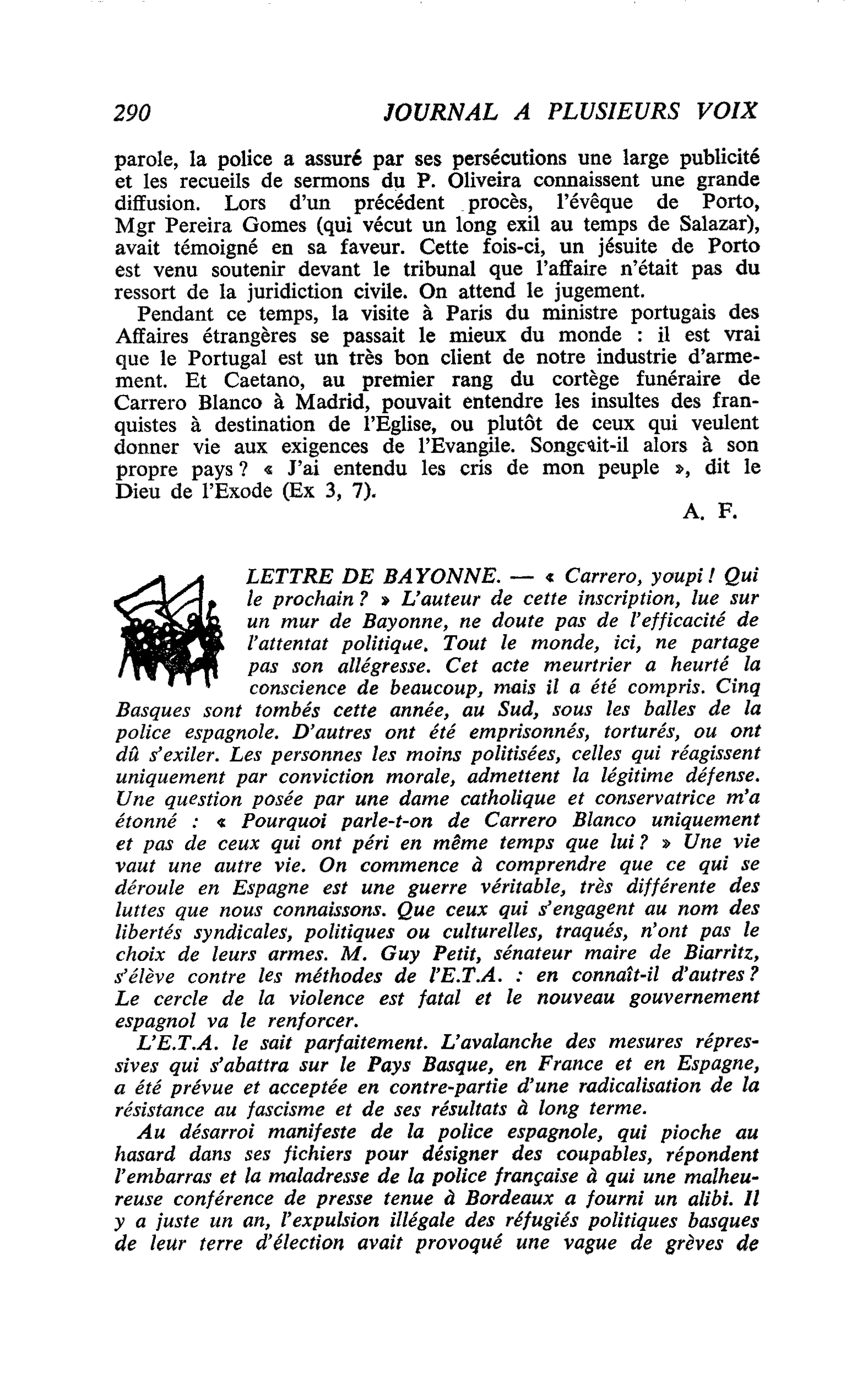 LETTRE DE BAYONNE