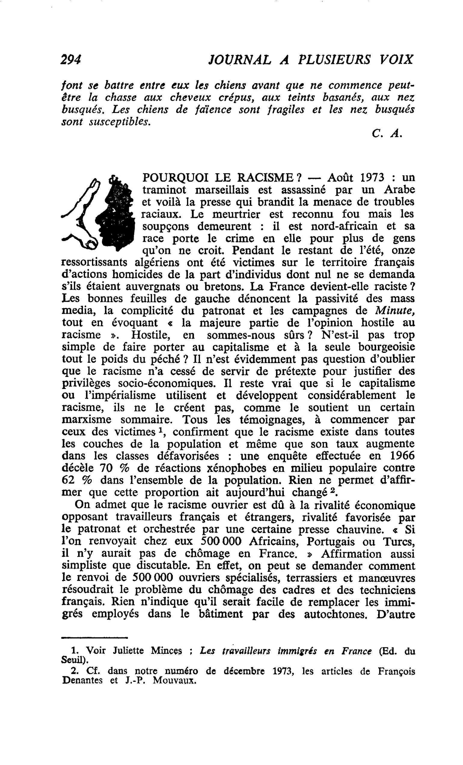 POURQUOI LE RACISME ?