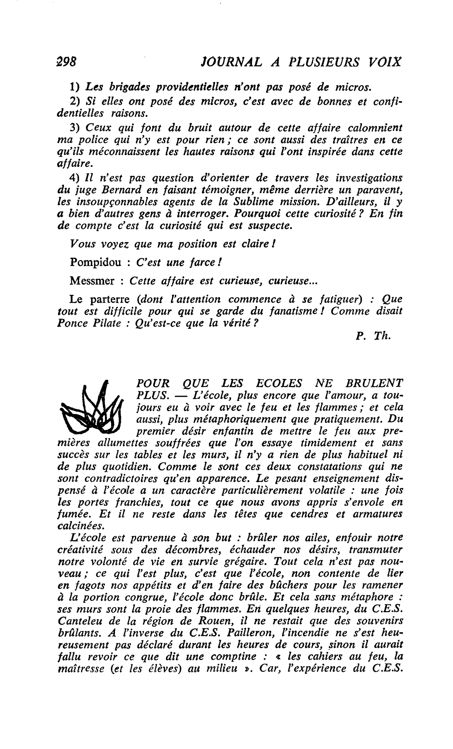 POUR QUE LES ECOLES NE BRULENT PLUS