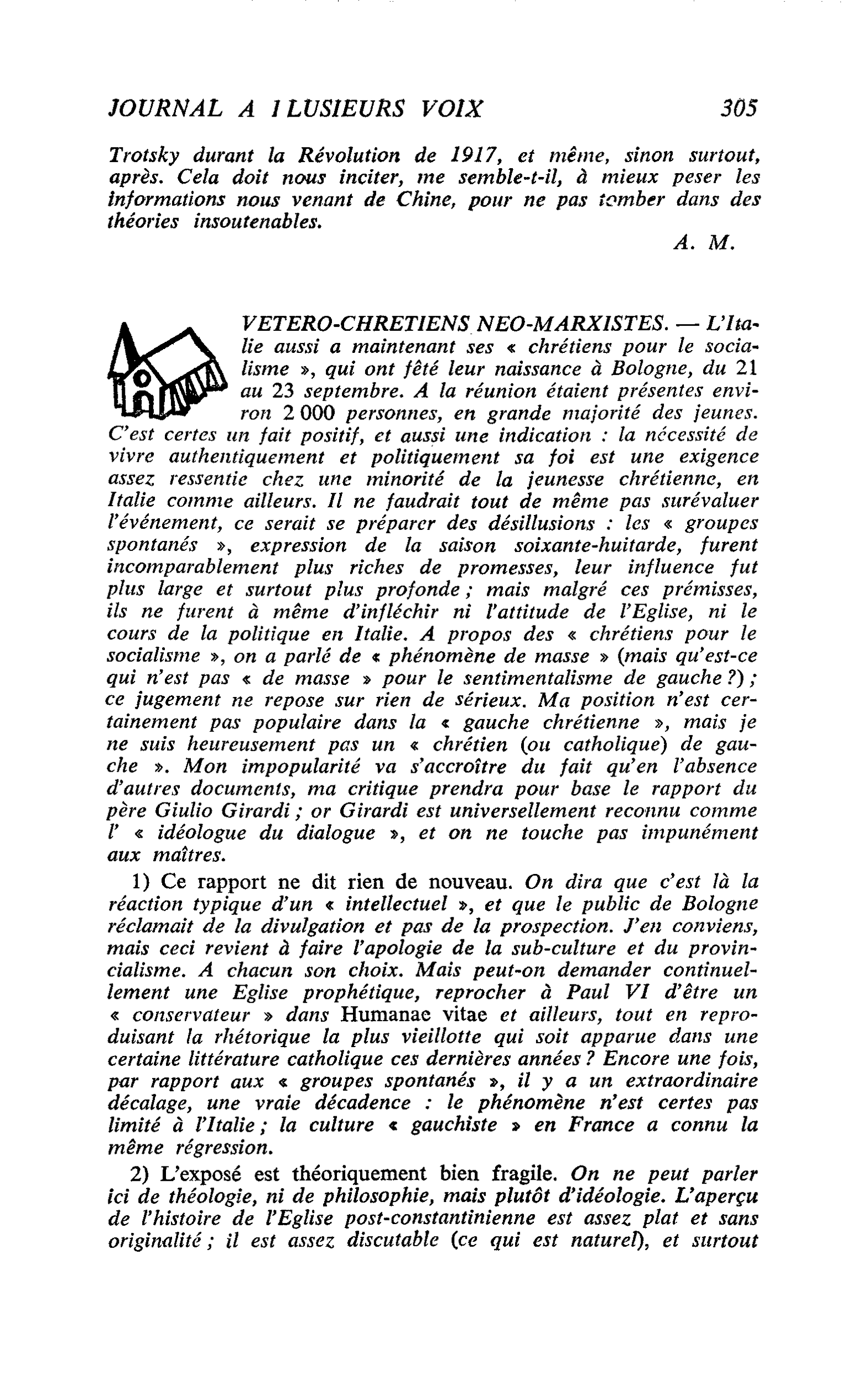 VETERO-CHRETIENS NEO-MARXISTES