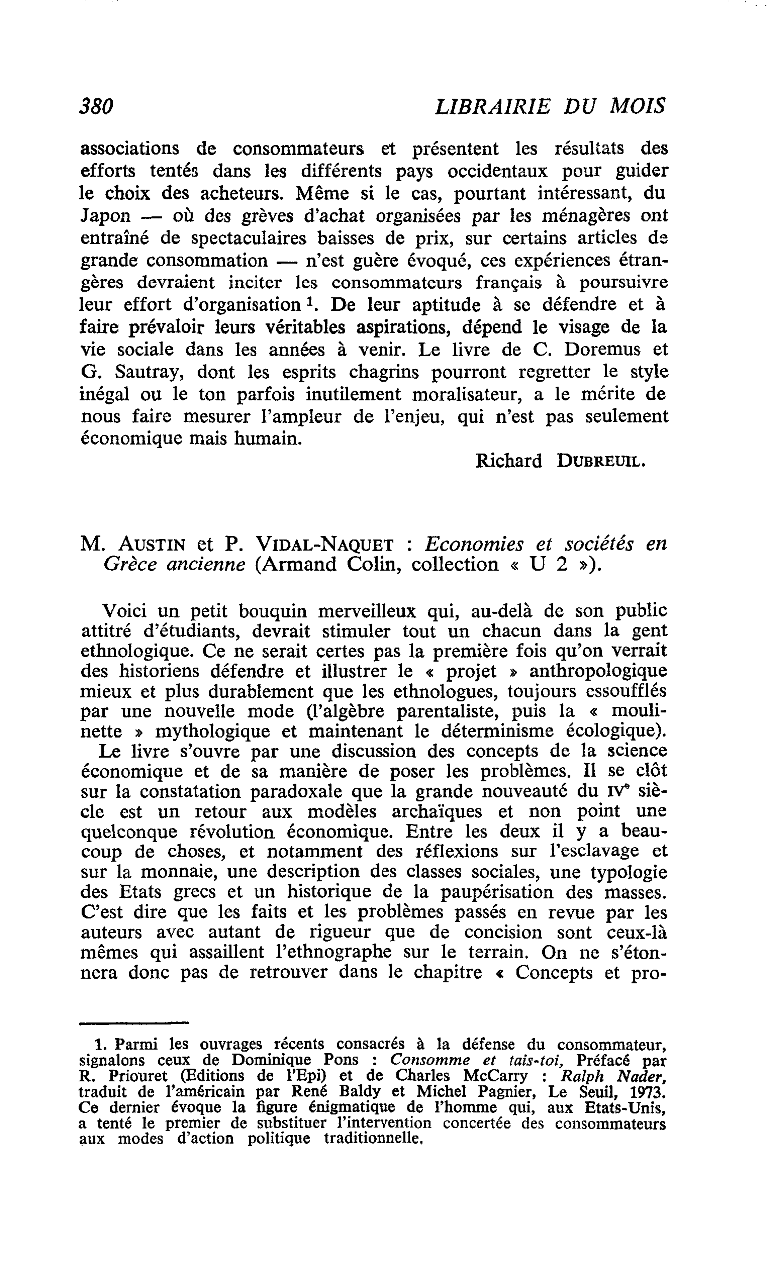M. Austin et P. Vidal-Naquet : Economies et sociétés en Grèce ancienne