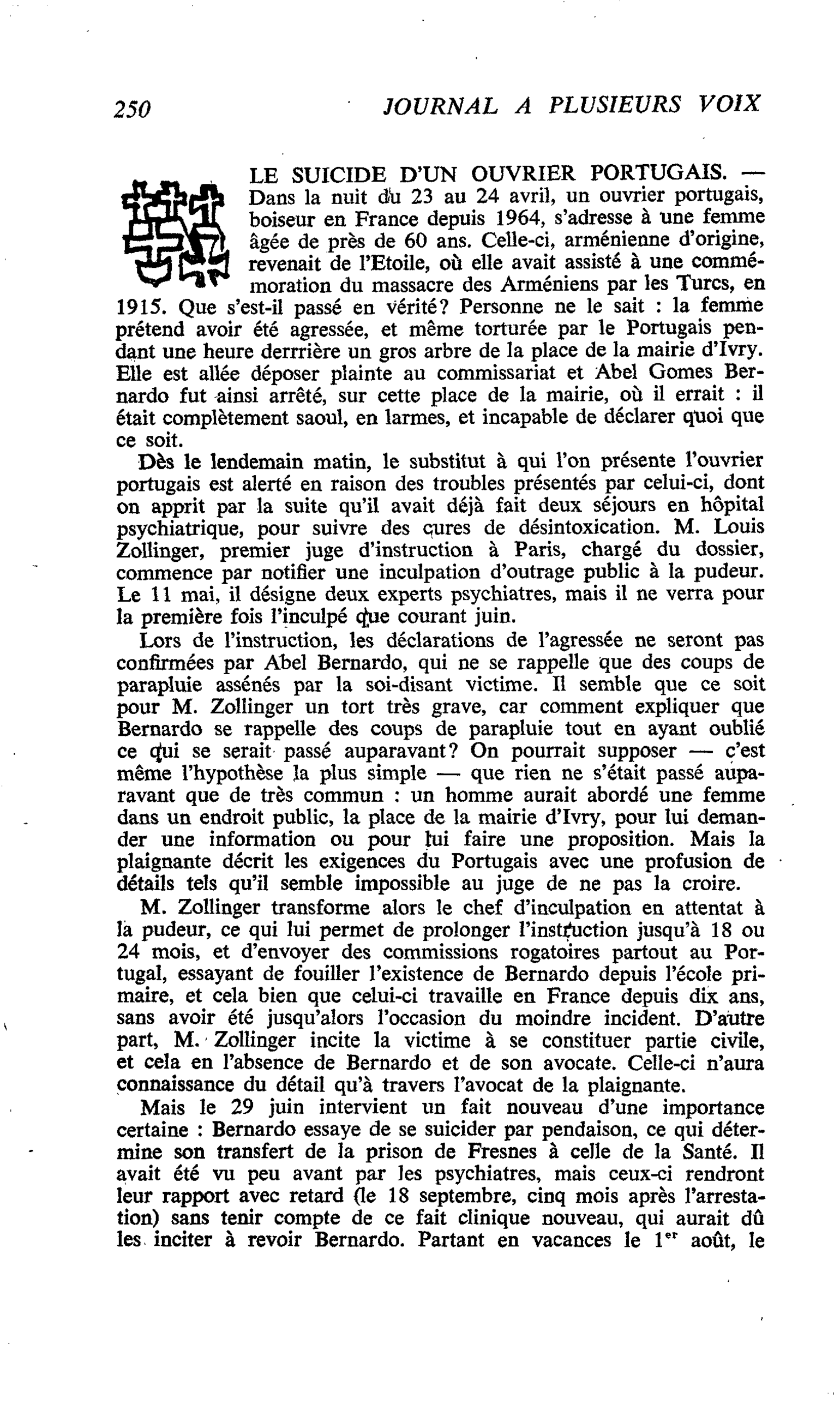 LE SUICIDE D’UN OUVRIER PORTUGAIS