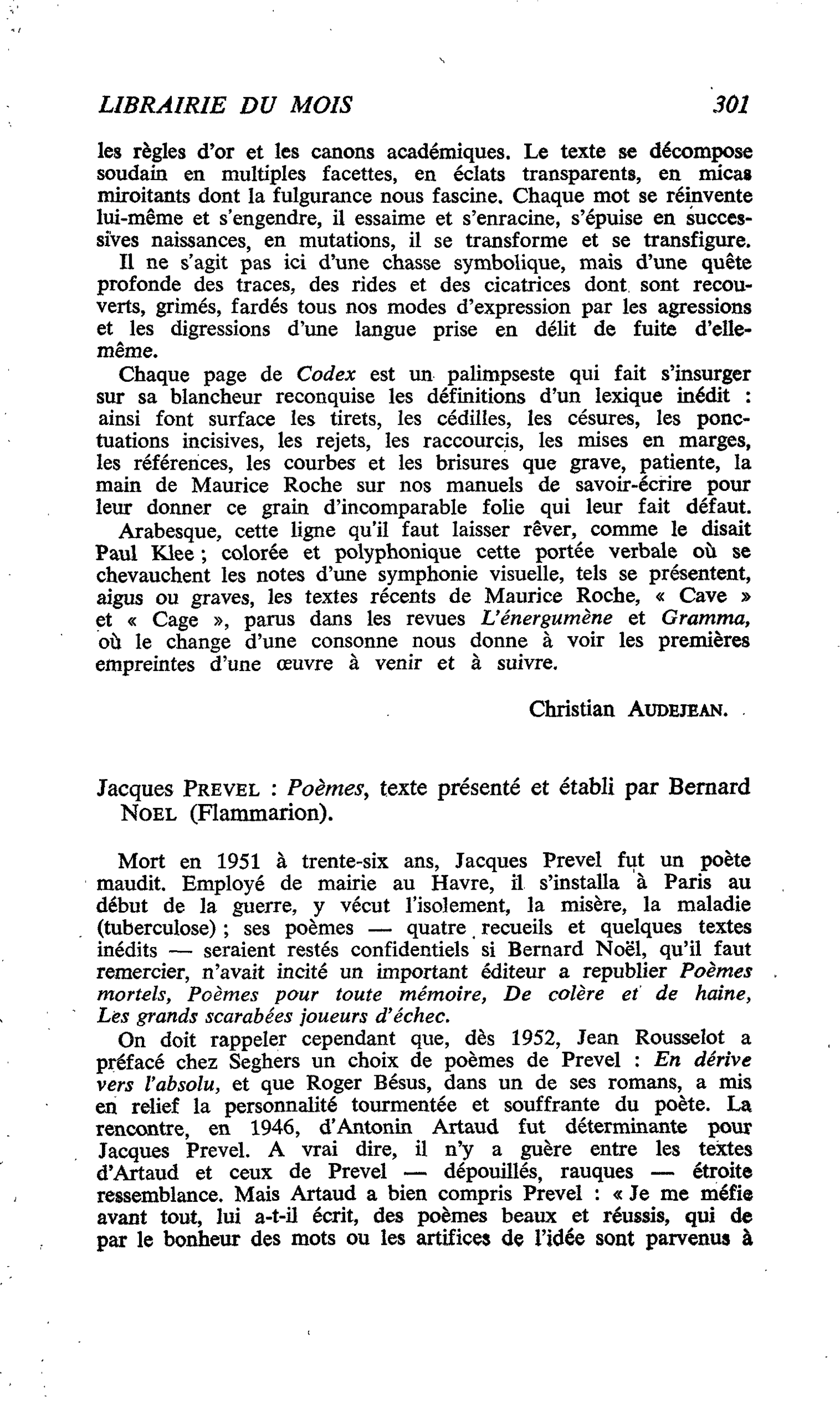 Jacques Prevel : Poèmes