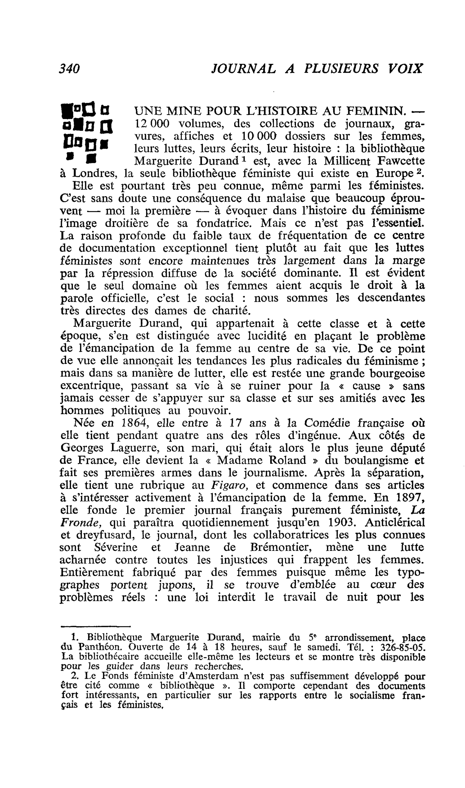 UNE MINE POUR L’HISTOIRE AU FEMININ