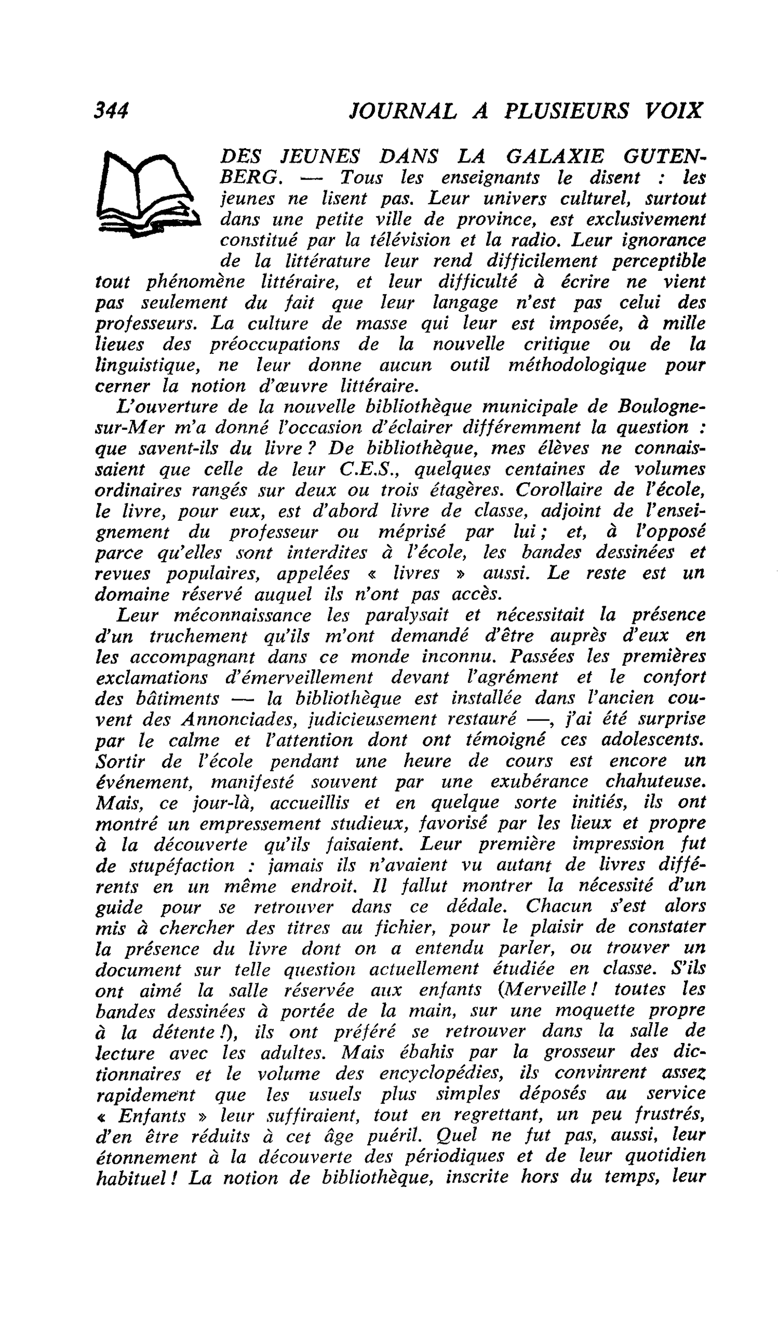 DES JEUNES DANS LA GALAXIE GUTENBERG