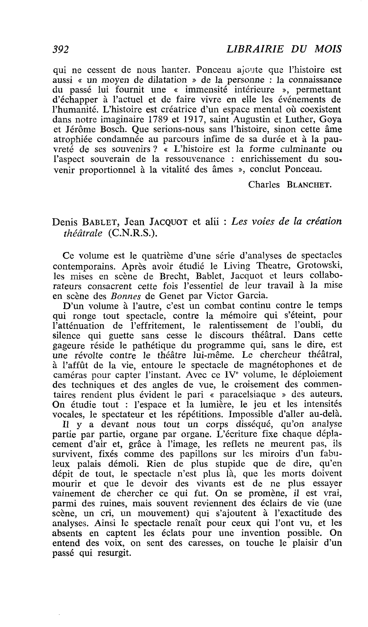 Denis BABLET, Jean JACQUOT et alii : Les voies de la création théâtrale.