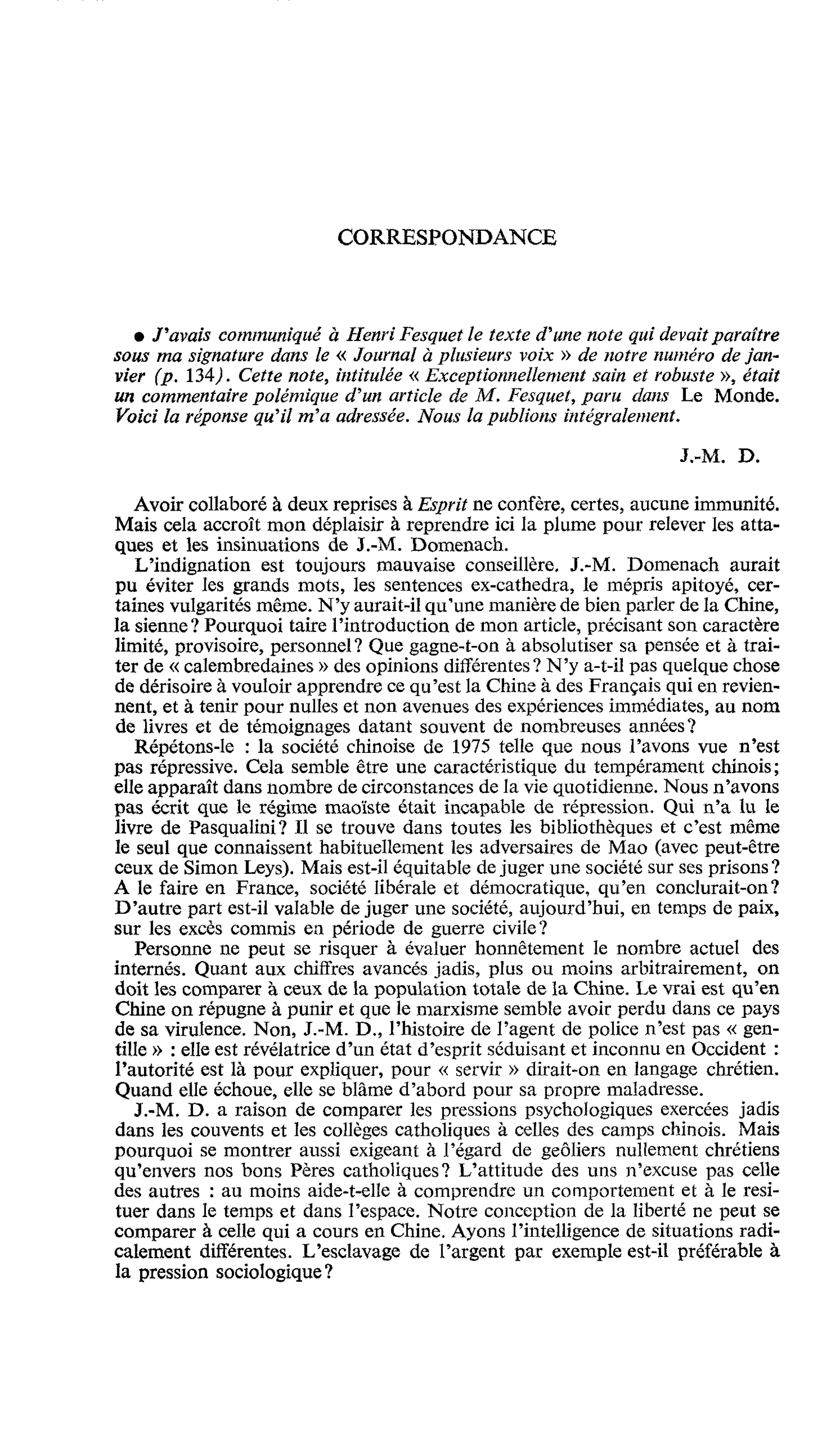 Correspondance