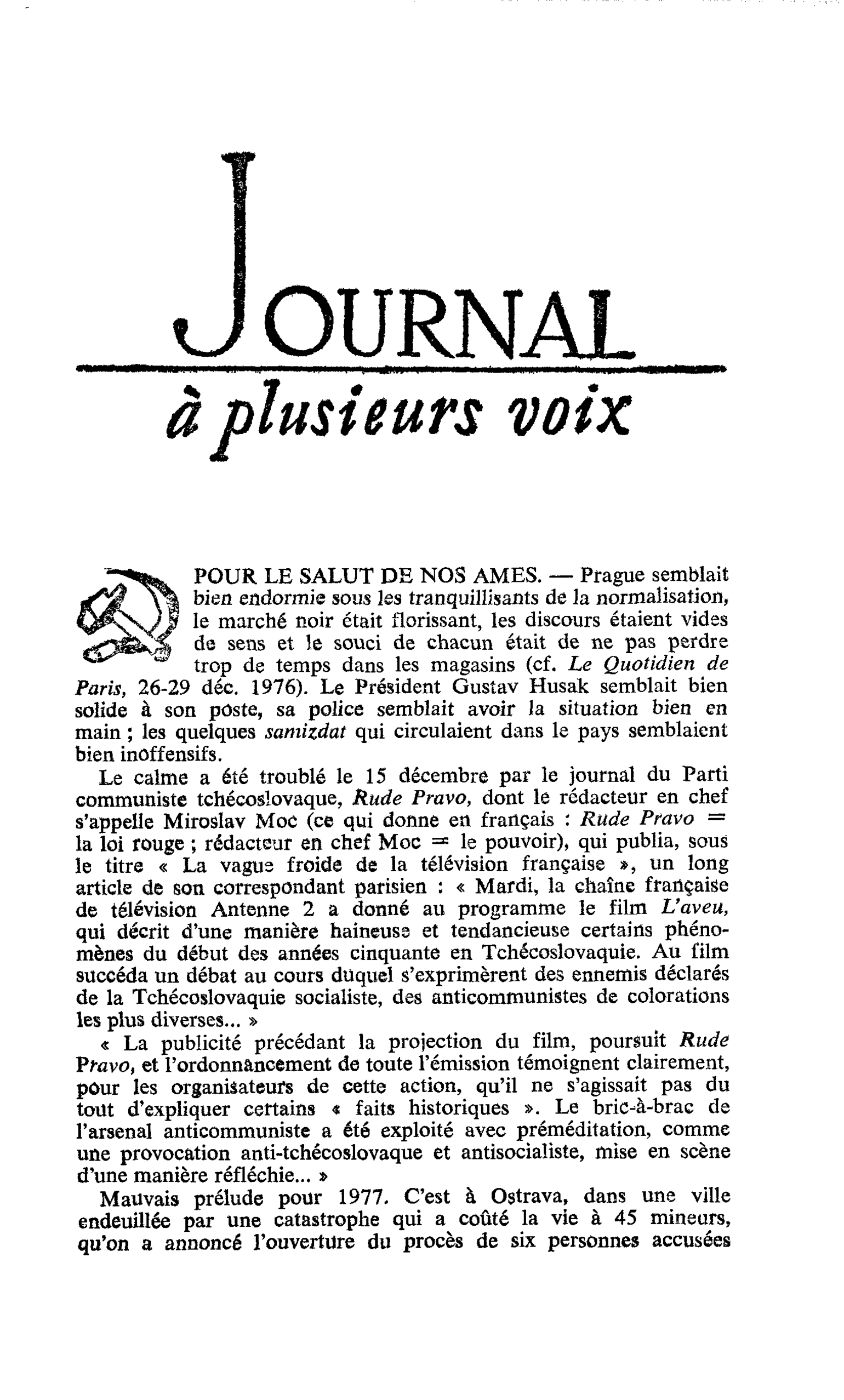 POUR LE SALUT DE NOS AMES