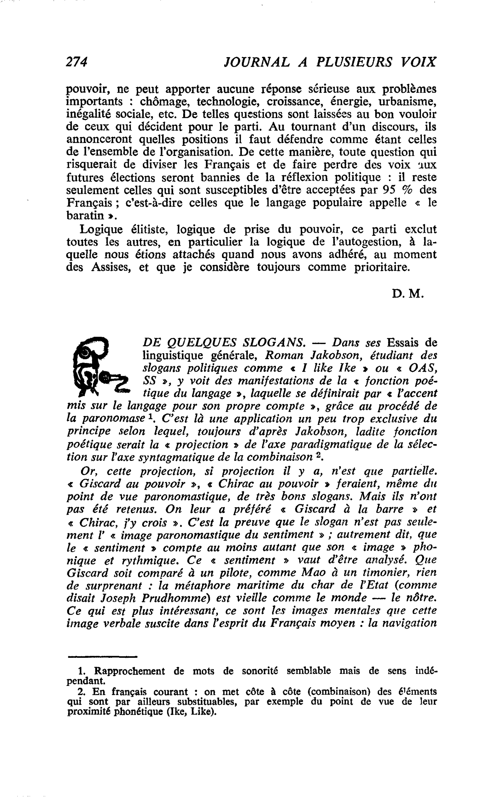 DE QUELQUES SLOGANS