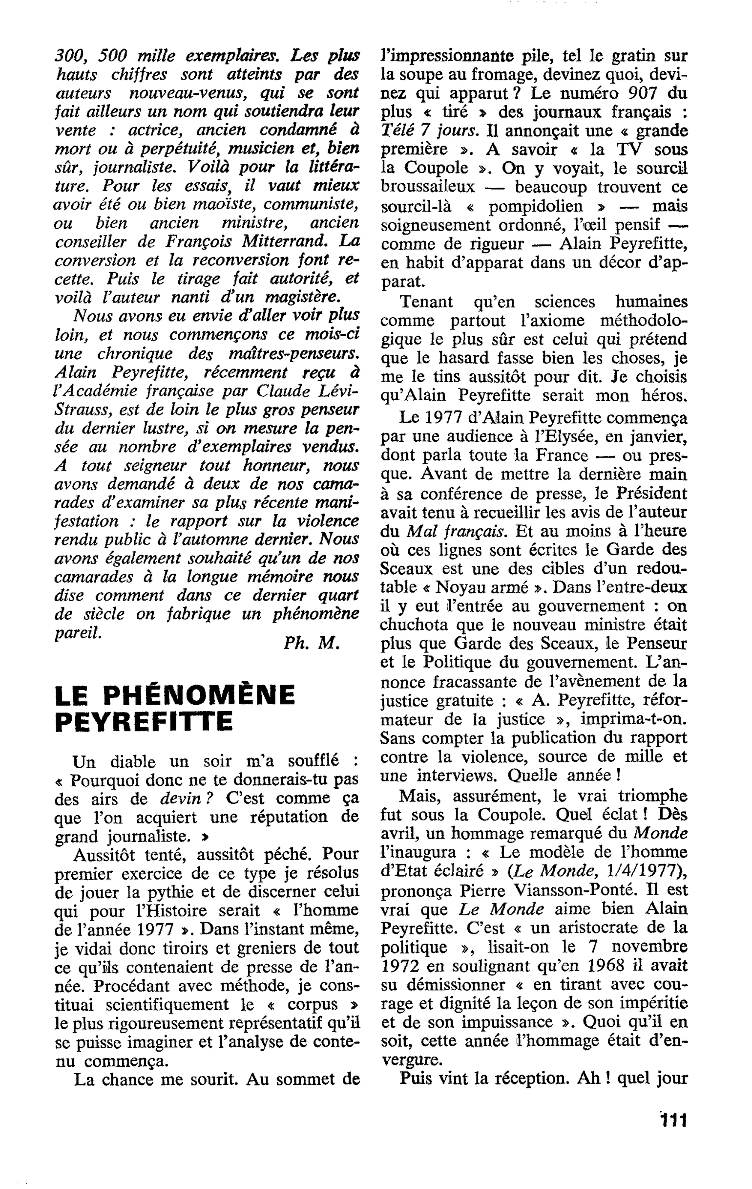 LE PHÉNOMÈNE PEYREFITTE