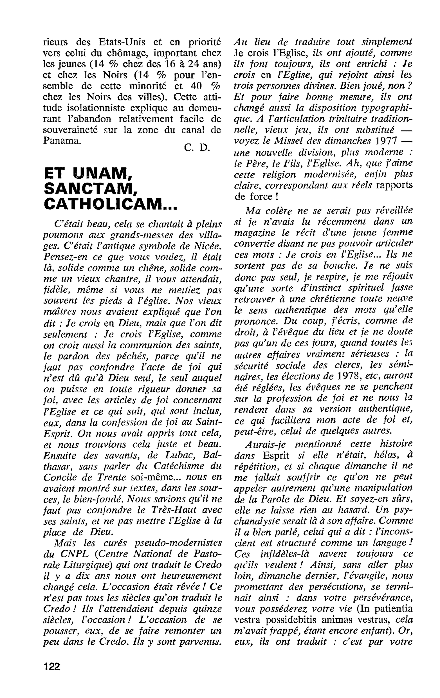 ET UNAM, SANCTAM, CATHOLICAM…