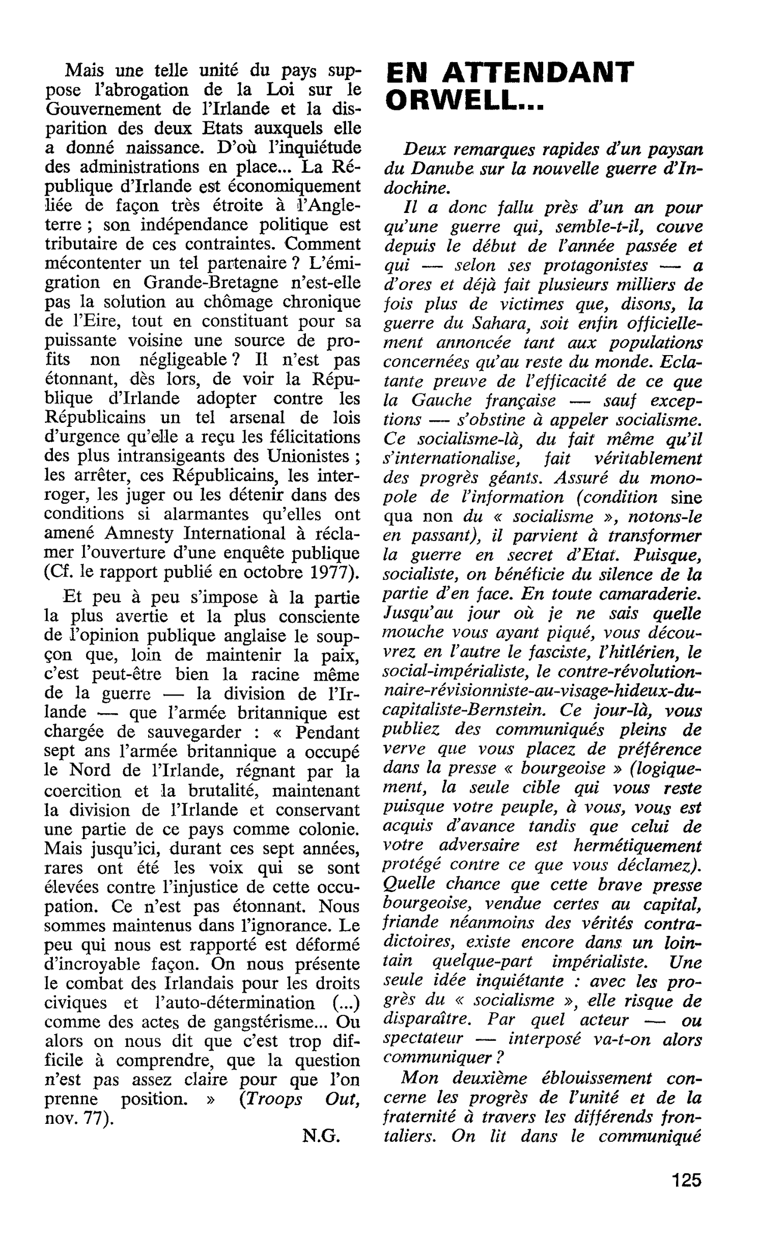 EN ATTENDANT ORWELL…