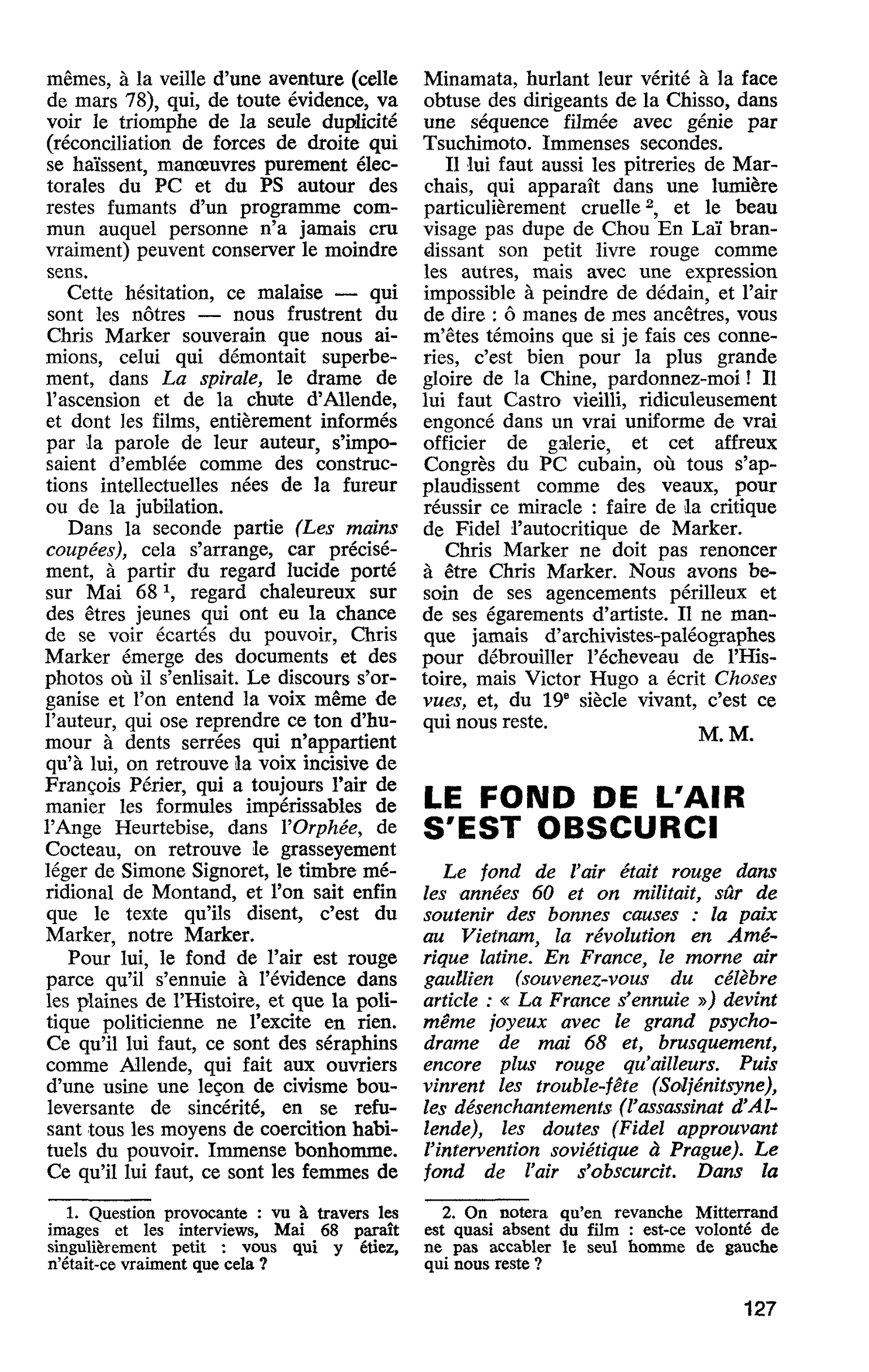 LE FOND DE L’AIR S’EST OBSCURCI