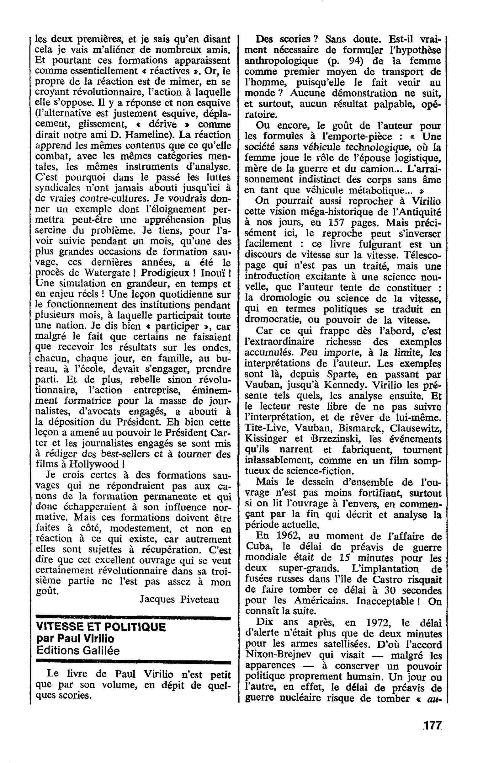 VITESSE ET POLITIQUE par Paul Vlrilio