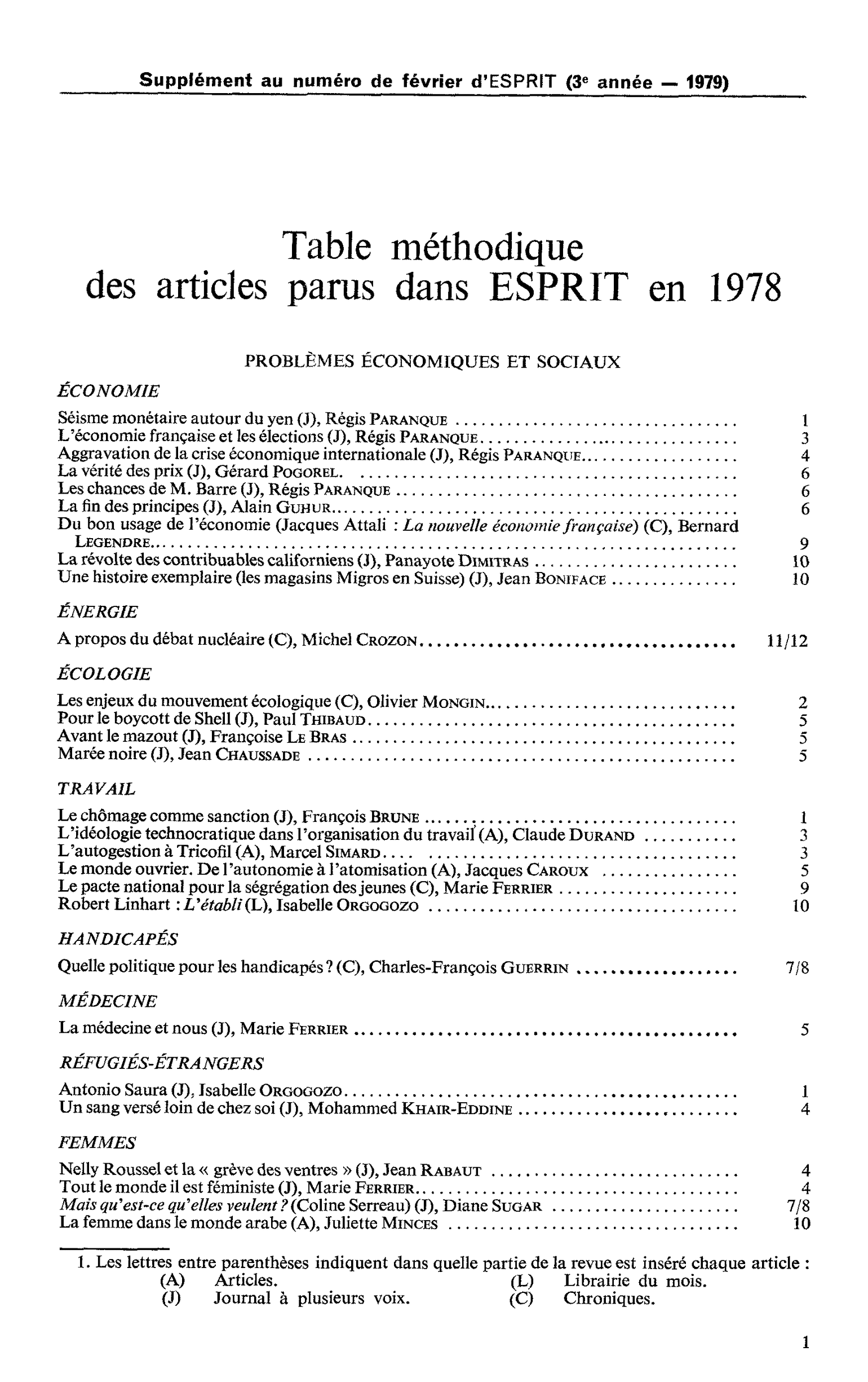 Table méthodique