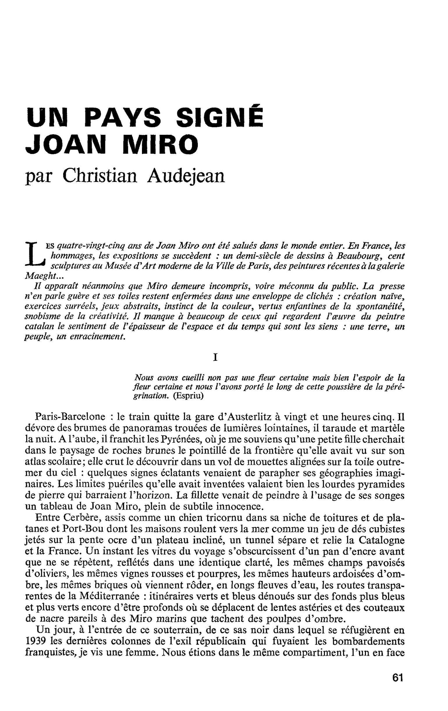UN PAYS SIGNÉ JOAN MIRO