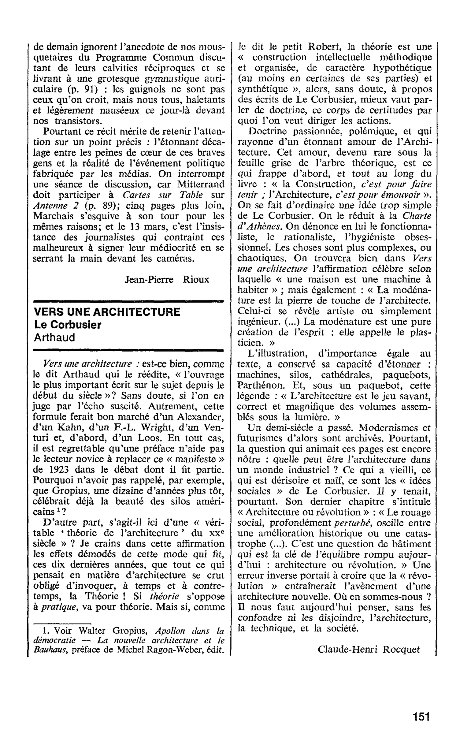 VERS UNE ARCHITECTURE. Le Corbusier