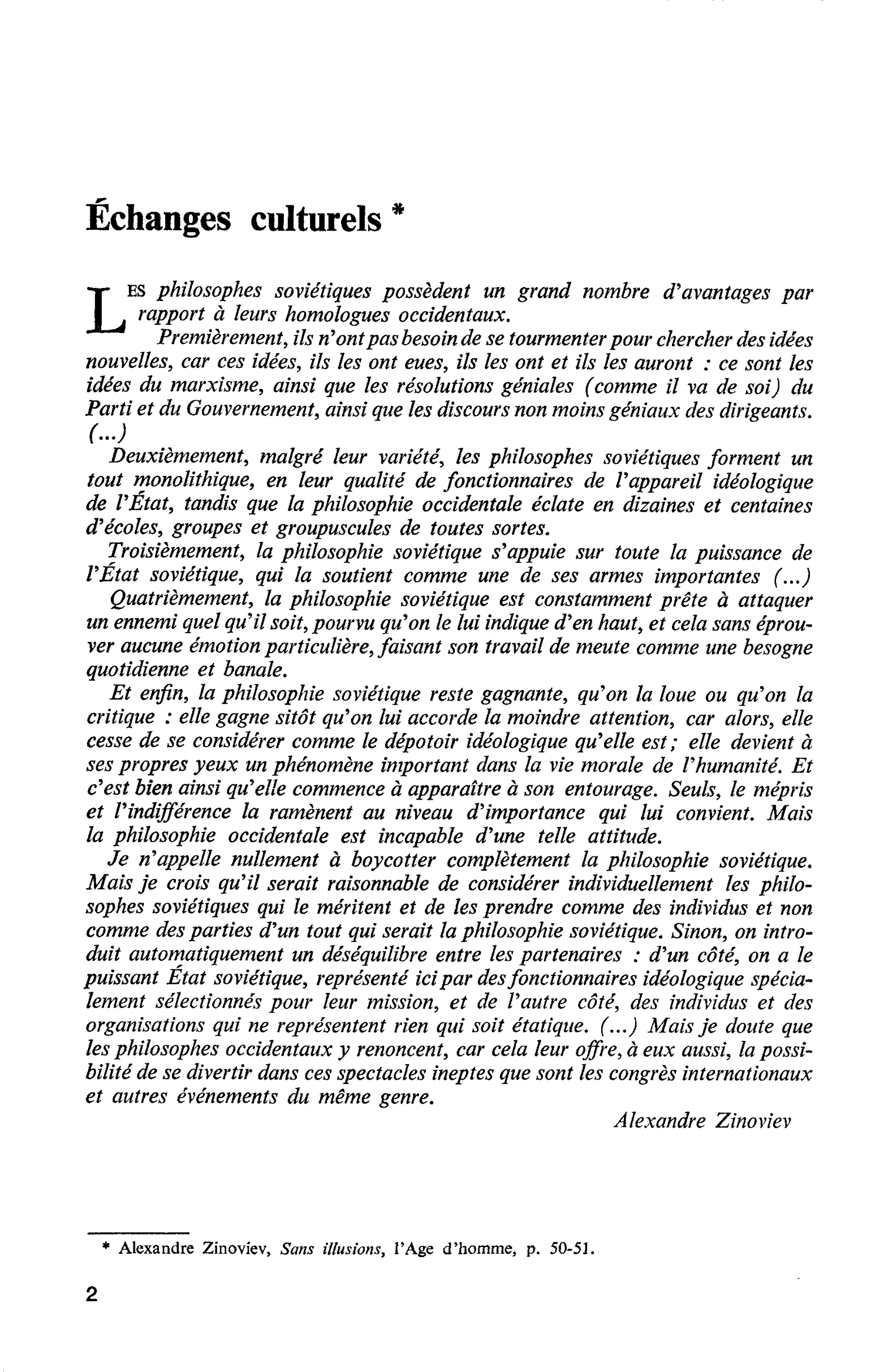 Échanges culturels