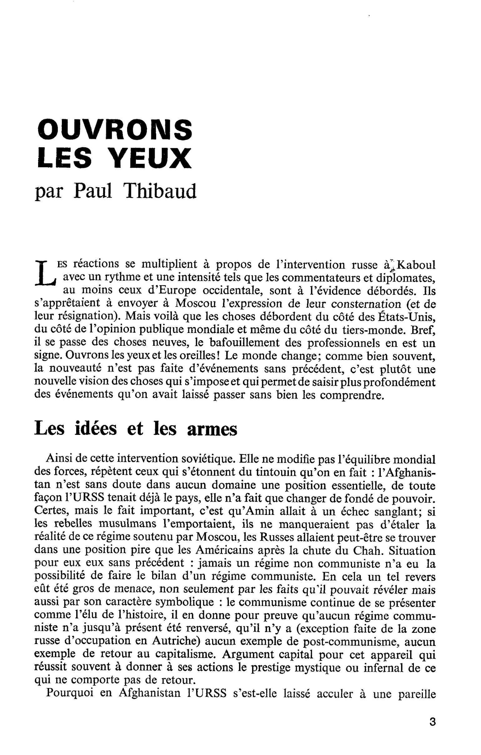 OUVRONS LES YEUX