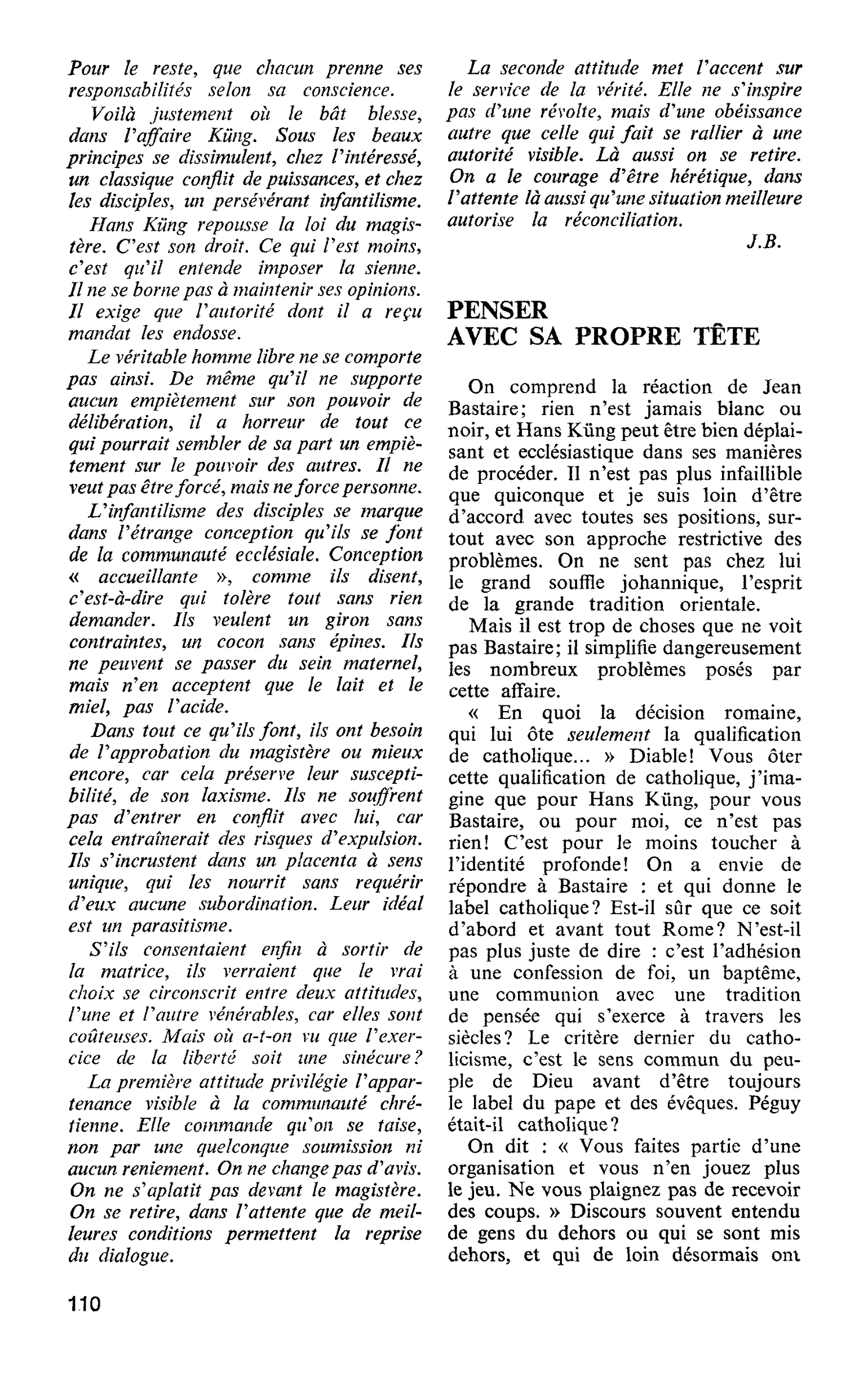 PENSER AVEC SA PROPRE TÊTE