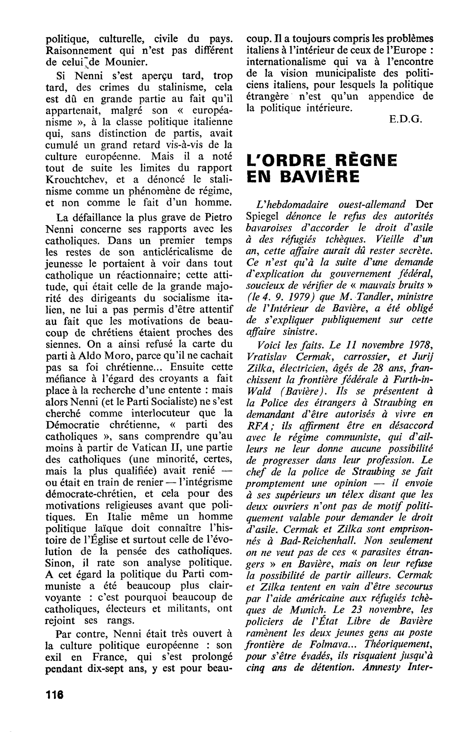 L’ORDRE RÈGNE EN BAVIÈRE