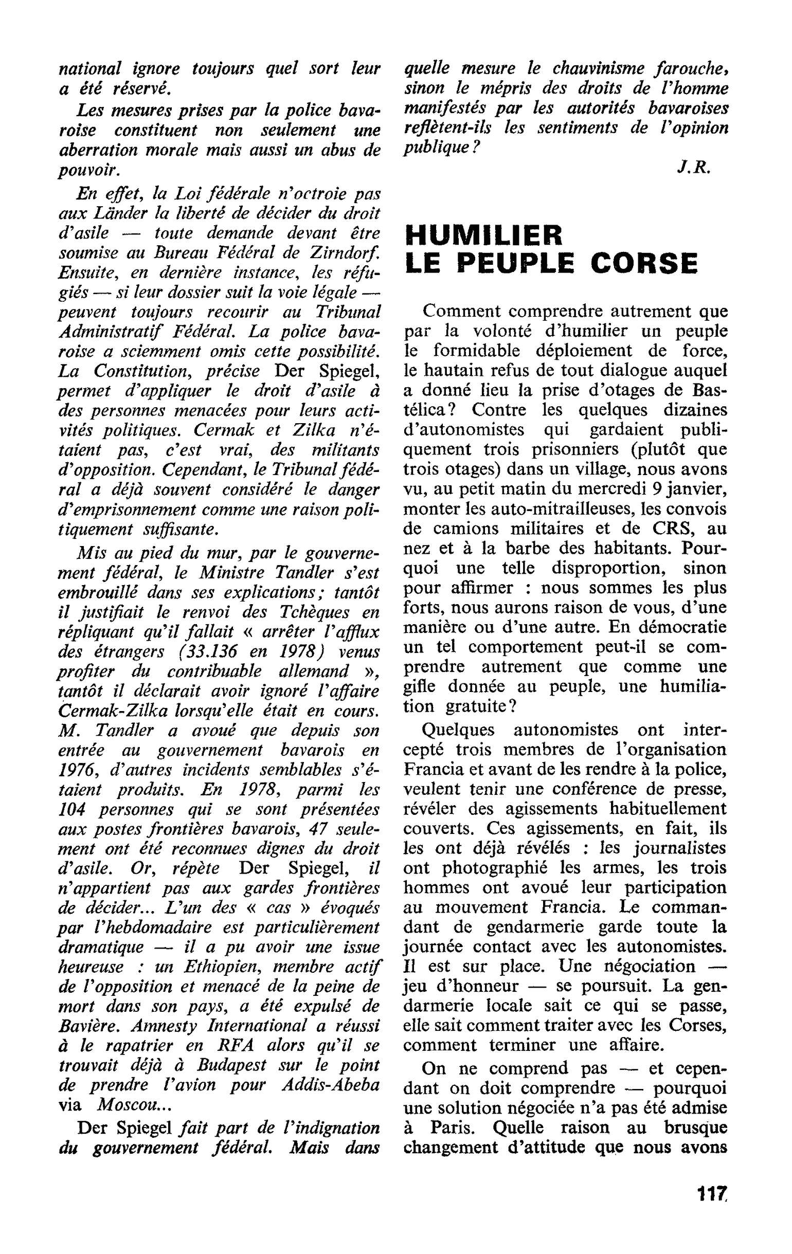 HUMILIER LE PEUPLE CORSE