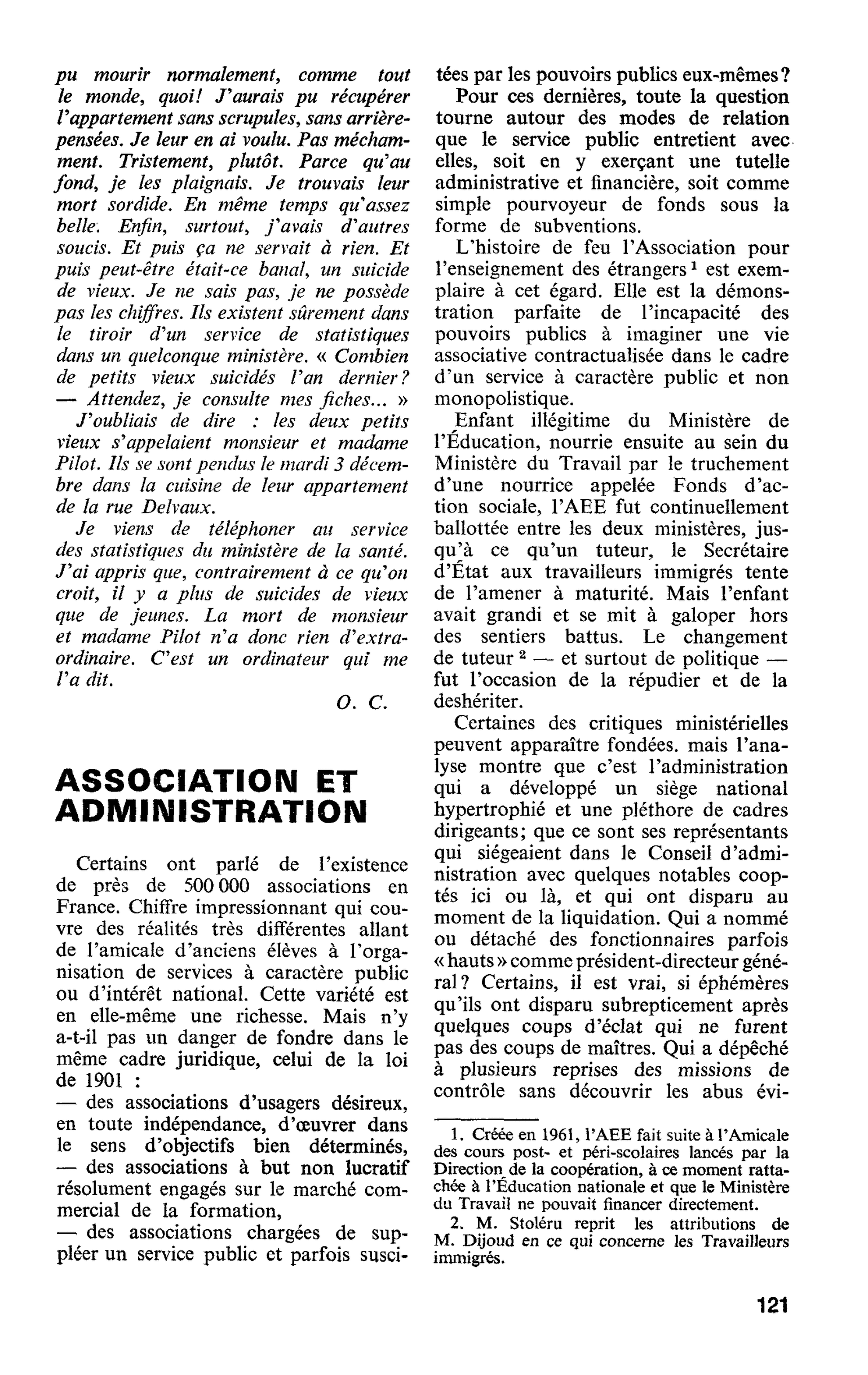 ASSOCIATION ET ADMINISTRATION
