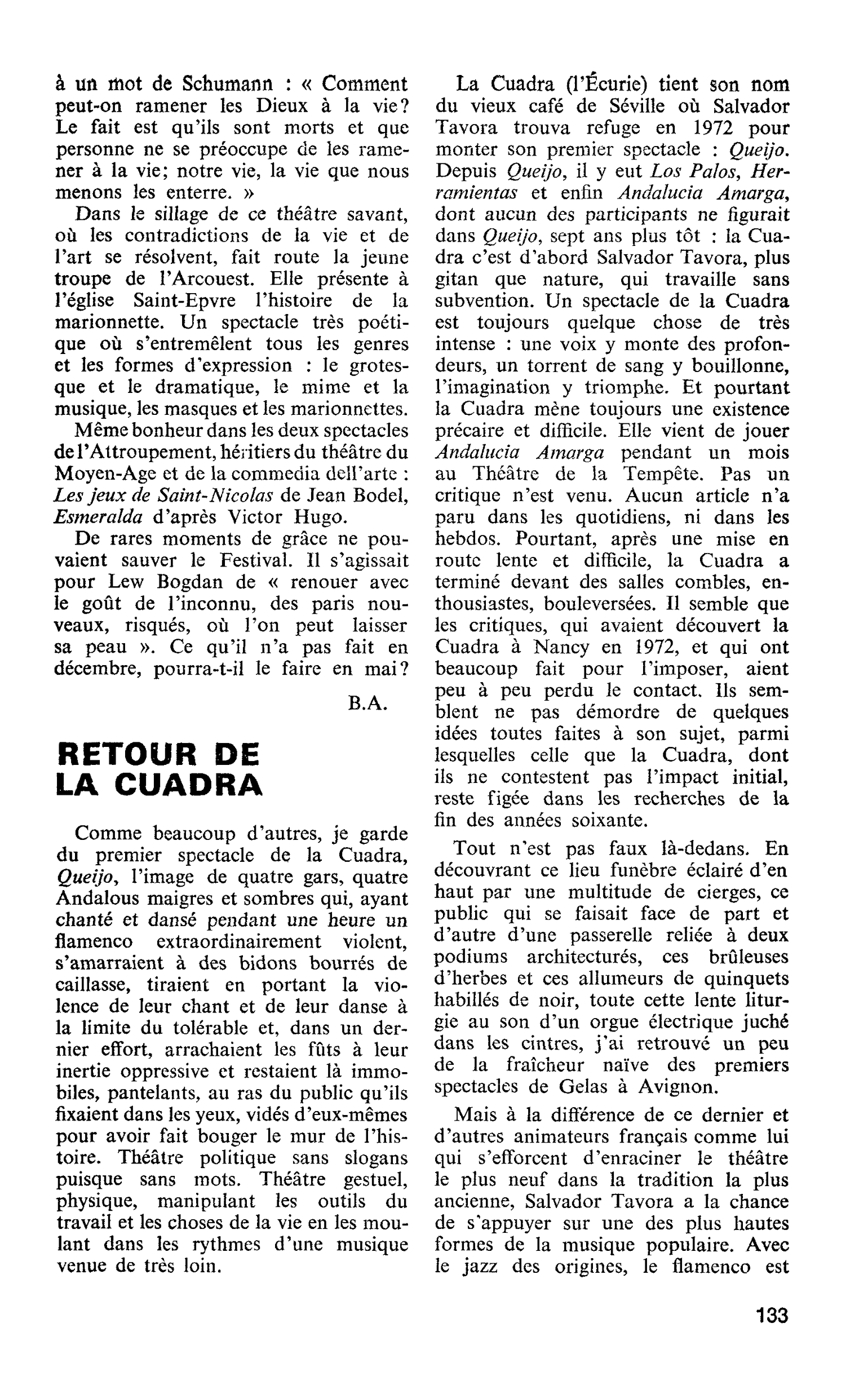 RETOUR DE LA CUADRA
